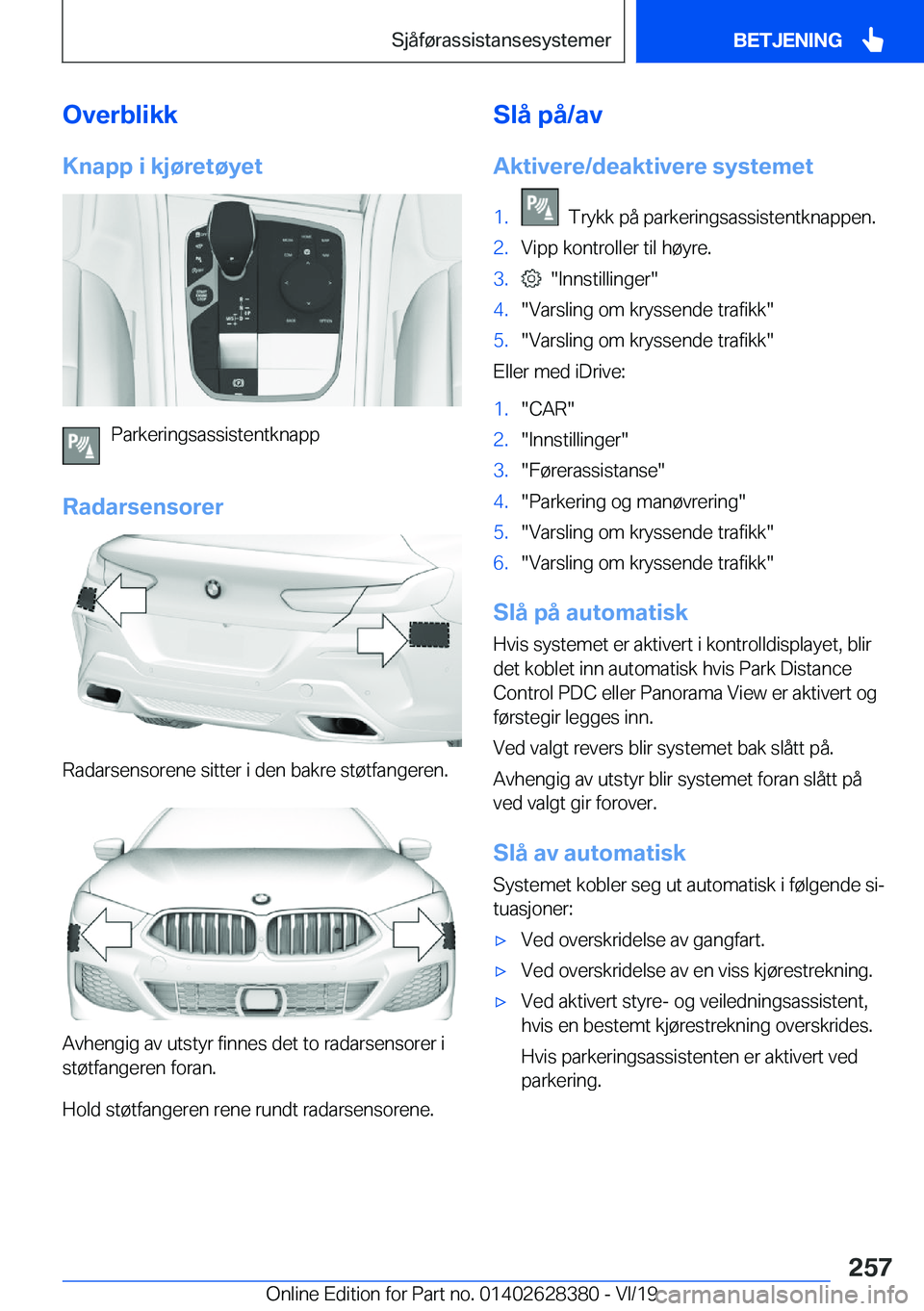 BMW 8 SERIES COUPE 2020  InstruksjonsbØker (in Norwegian) �O�v�e�r�b�l�i�k�k�K�n�a�p�p��i��k�j�