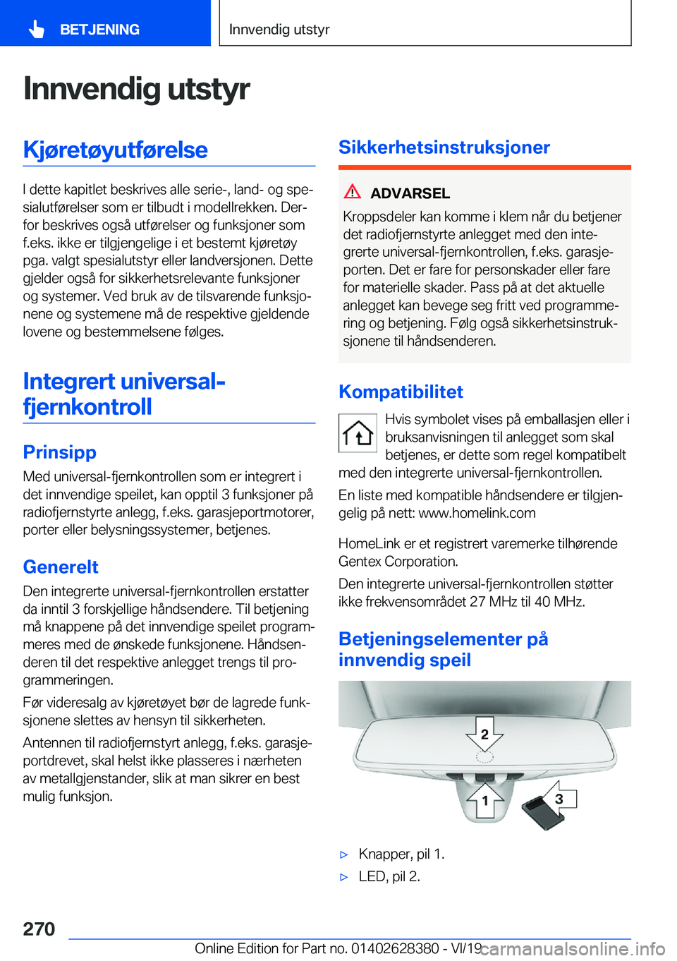 BMW 8 SERIES COUPE 2020  InstruksjonsbØker (in Norwegian) �I�n�n�v�e�n�d�i�g��u�t�s�t�y�r�K�j�