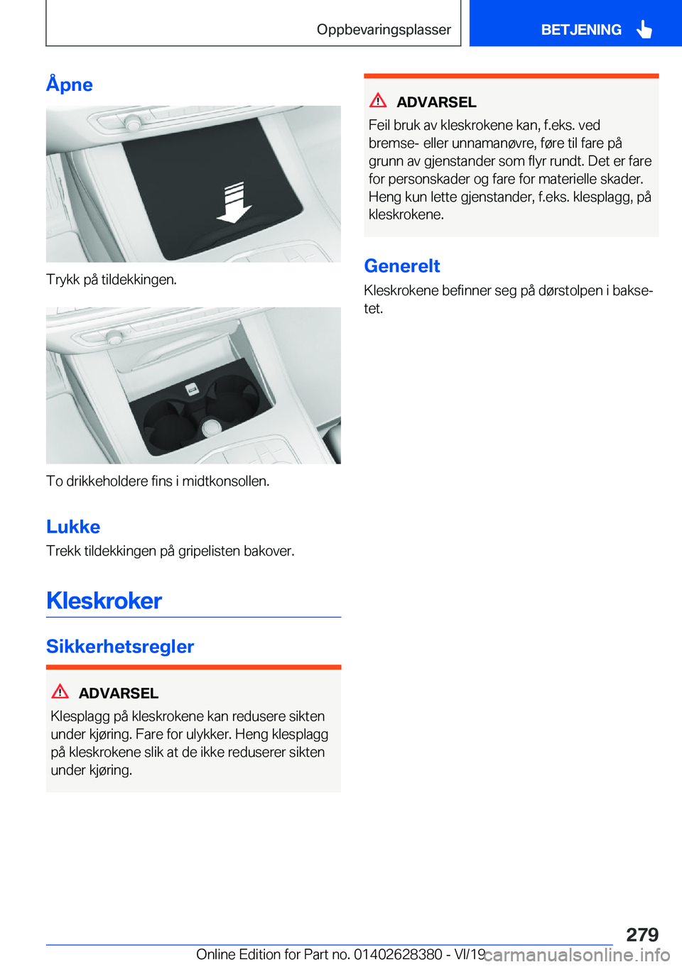 BMW 8 SERIES COUPE 2020  InstruksjonsbØker (in Norwegian) �