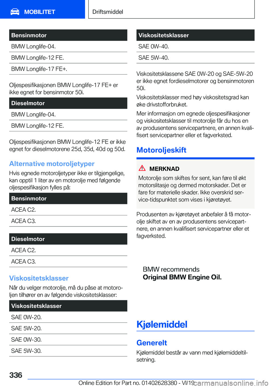 BMW 8 SERIES COUPE 2020  InstruksjonsbØker (in Norwegian) �B�e�n�s�i�n�m�o�t�o�r�B�M�W��L�o�n�g�l�i�f�e�-�0�4�.�B�M�W��L�o�n�g�l�i�f�e�-�1�2��F�E�.�B�M�W��L�o�n�g�l�i�f�e�-�1�7��F�E�+�.
�O�l�j�e�s�p�e�s�i�f�i�k�a�s�j�o�n�e�n��B�M�W��L�o�n�g�l�i�f�e�-�