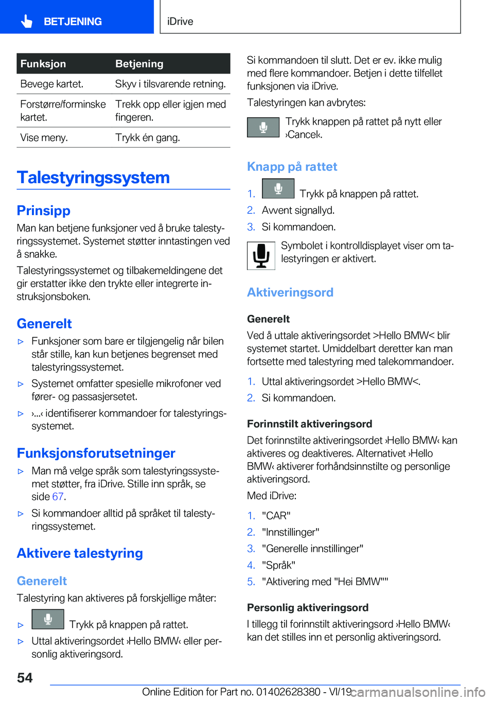 BMW 8 SERIES COUPE 2020  InstruksjonsbØker (in Norwegian) �F�u�n�k�s�j�o�n�B�e�t�j�e�n�i�n�g�B�e�v�e�g�e��k�a�r�t�e�t�.�S�k�y�v��i��t�i�l�s�v�a�r�e�n�d�e��r�e�t�n�i�n�g�.�F�o�r�s�t�