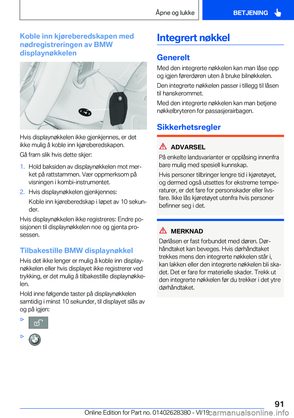 BMW 8 SERIES COUPE 2020  InstruksjonsbØker (in Norwegian) �K�o�b�l�e��i�n�n��k�j�