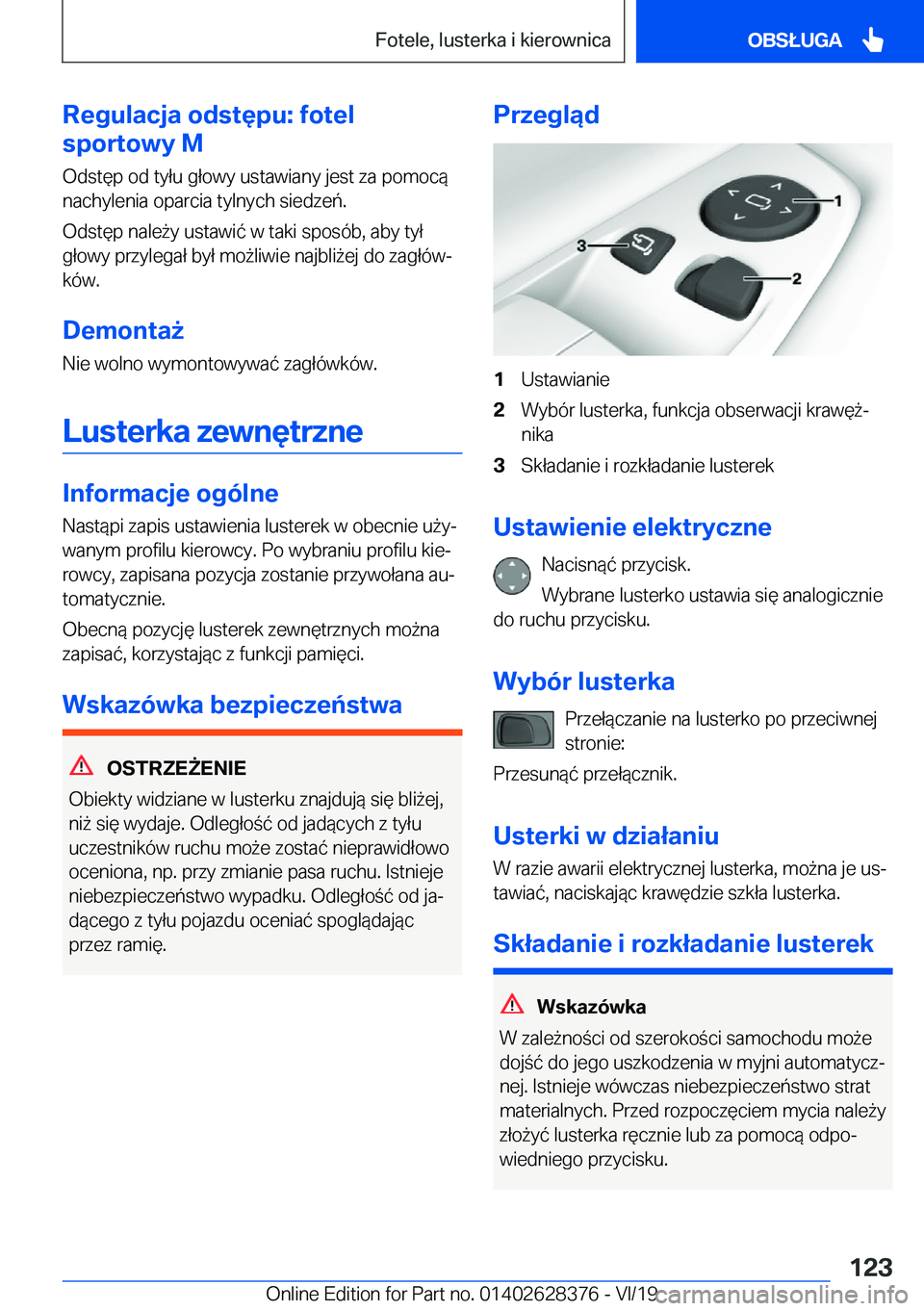 BMW 8 SERIES COUPE 2020  Instrukcja obsługi (in Polish) �R�e�g�u�l�a�c�j�a��o�d�s�t�