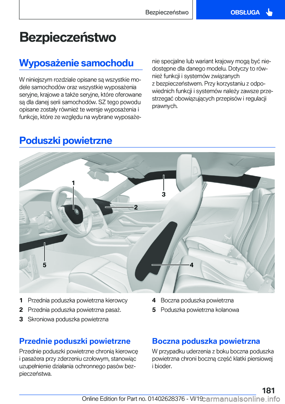 BMW 8 SERIES COUPE 2020  Instrukcja obsługi (in Polish) �B�e�z�p�i�e�c�z�e�