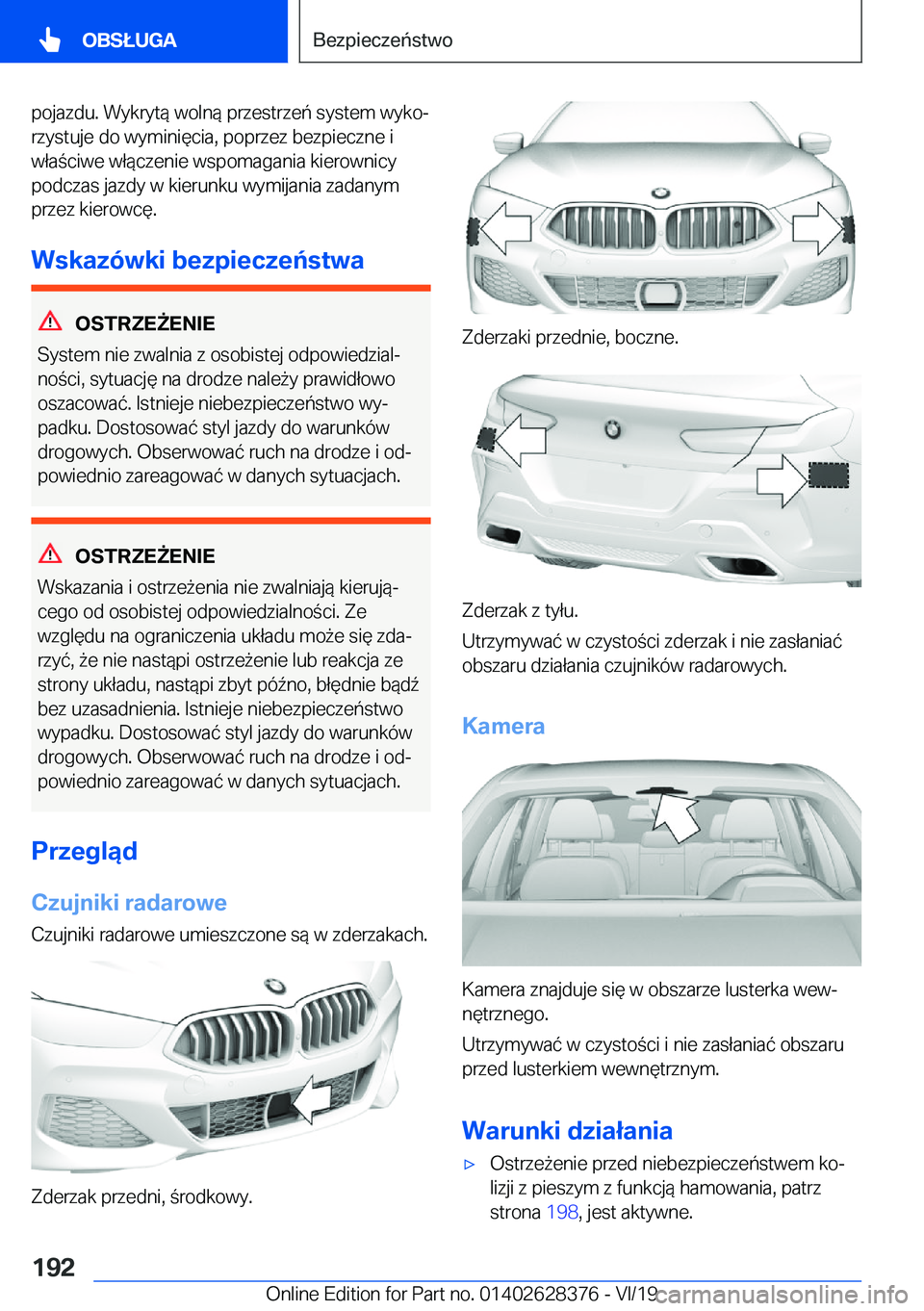 BMW 8 SERIES COUPE 2020  Instrukcja obsługi (in Polish) �p�o�j�a�z�d�u�.��W�y�k�r�y�t�