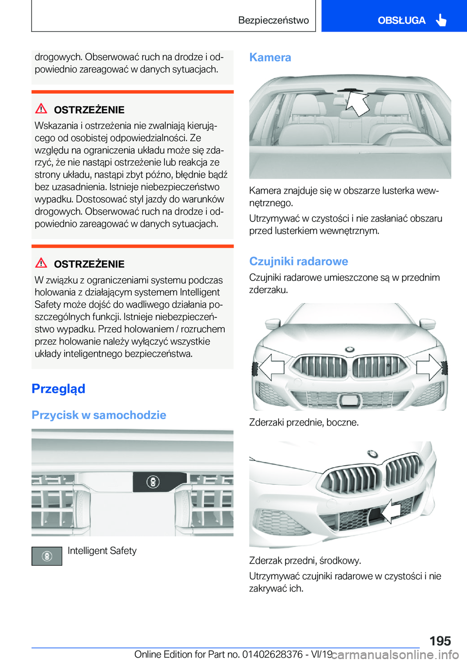 BMW 8 SERIES COUPE 2020  Instrukcja obsługi (in Polish) �d�r�o�g�o�w�y�c�h�.��O�b�s�e�r�w�o�w�a�