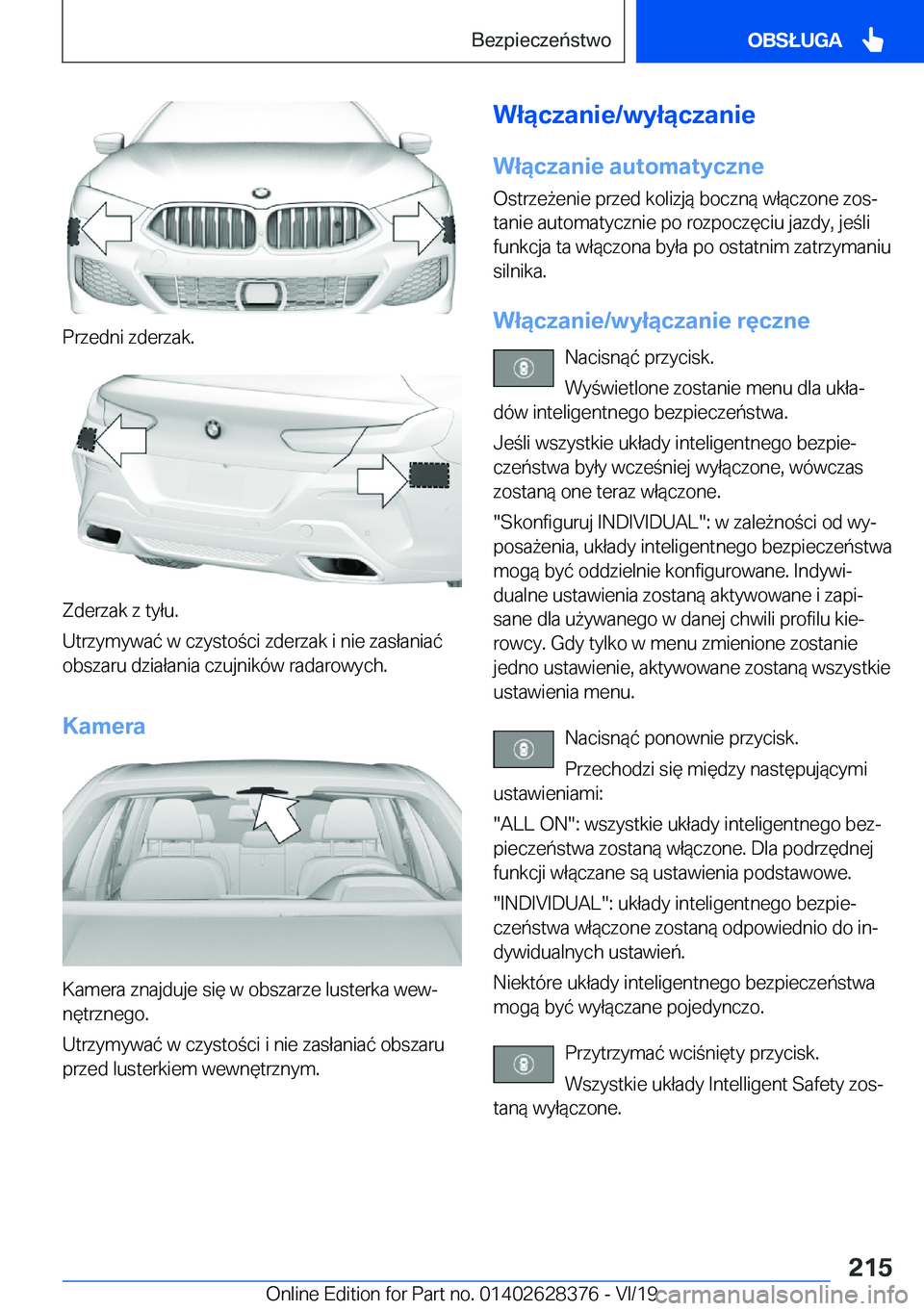 BMW 8 SERIES COUPE 2020  Instrukcja obsługi (in Polish) �P�r�z�e�d�n�i��z�d�e�r�z�a�k�.
�Z�d�e�r�z�a�k��z��t�y�ł�u�.
�U�t�r�z�y�m�y�w�a�