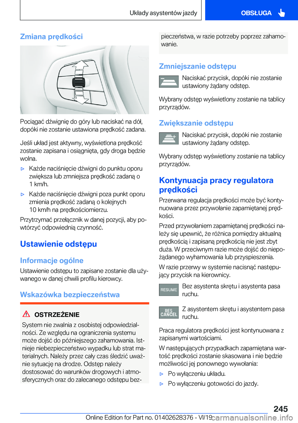 BMW 8 SERIES COUPE 2020  Instrukcja obsługi (in Polish) �Z�m�i�a�n�a��p�r�
