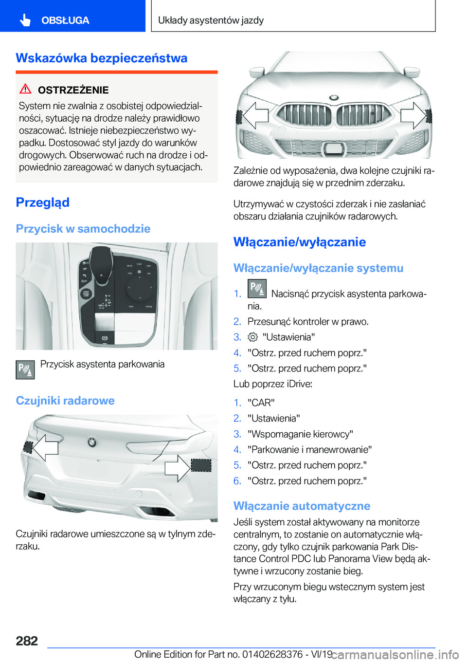 BMW 8 SERIES COUPE 2020  Instrukcja obsługi (in Polish) �W�s�k�a�z�