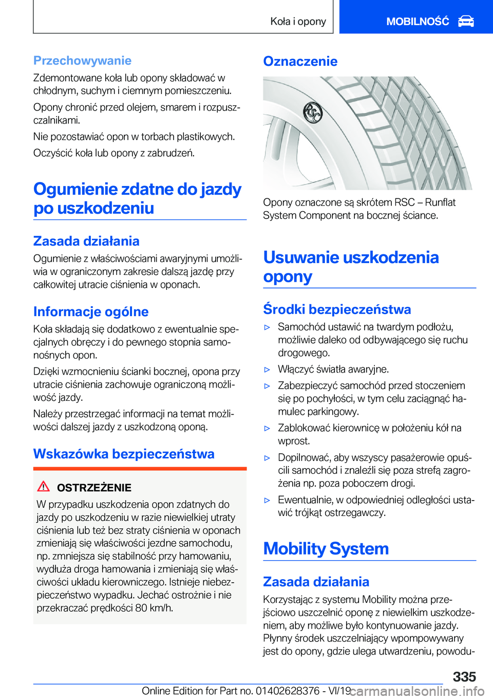 BMW 8 SERIES COUPE 2020  Instrukcja obsługi (in Polish) �P�r�z�e�c�h�o�w�y�w�a�n�i�e
�Z�d�e�m�o�n�t�o�w�a�n�e��k�o�ł�a��l�u�b��o�p�o�n�y��s�k�ł�a�d�o�w�a�