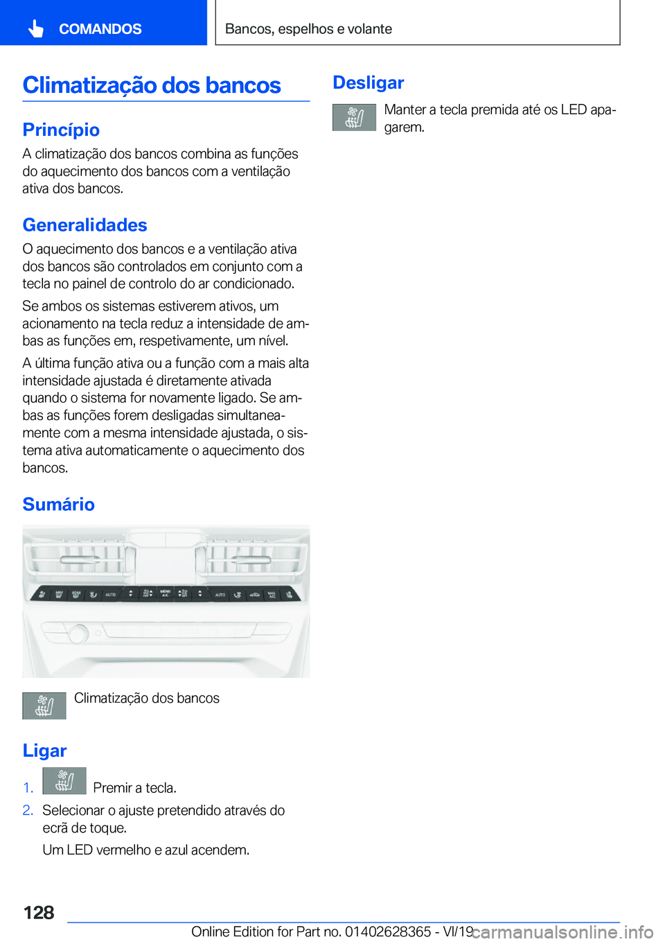 BMW 8 SERIES COUPE 2020  Manual do condutor (in Portuguese) �C�l�i�m�a�t�i�z�a�