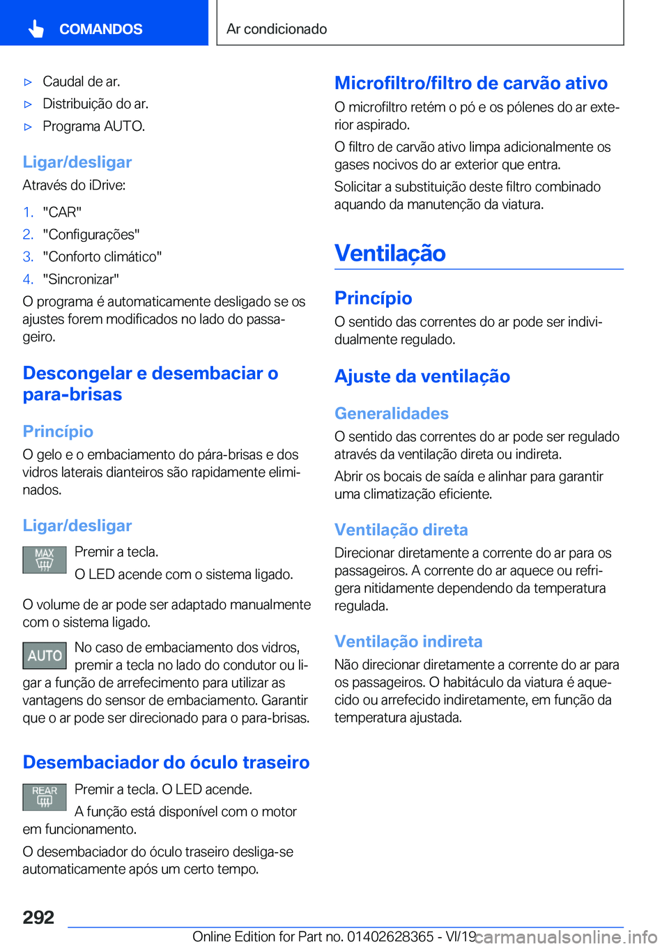 BMW 8 SERIES COUPE 2020  Manual do condutor (in Portuguese) x�C�a�u�d�a�l��d�e��a�r�.x�D�i�s�t�r�i�b�u�i�