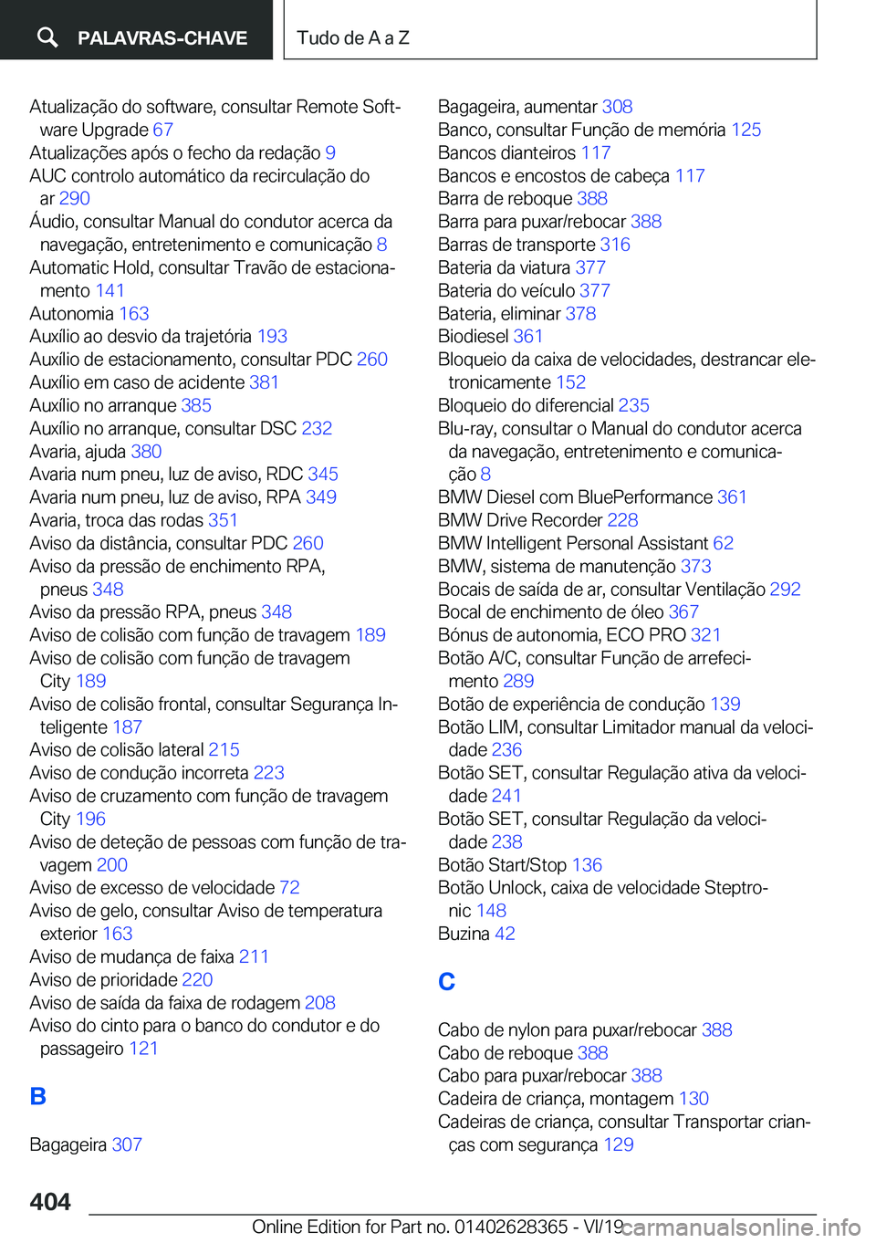BMW 8 SERIES COUPE 2020  Manual do condutor (in Portuguese) �A�t�u�a�l�i�z�a�