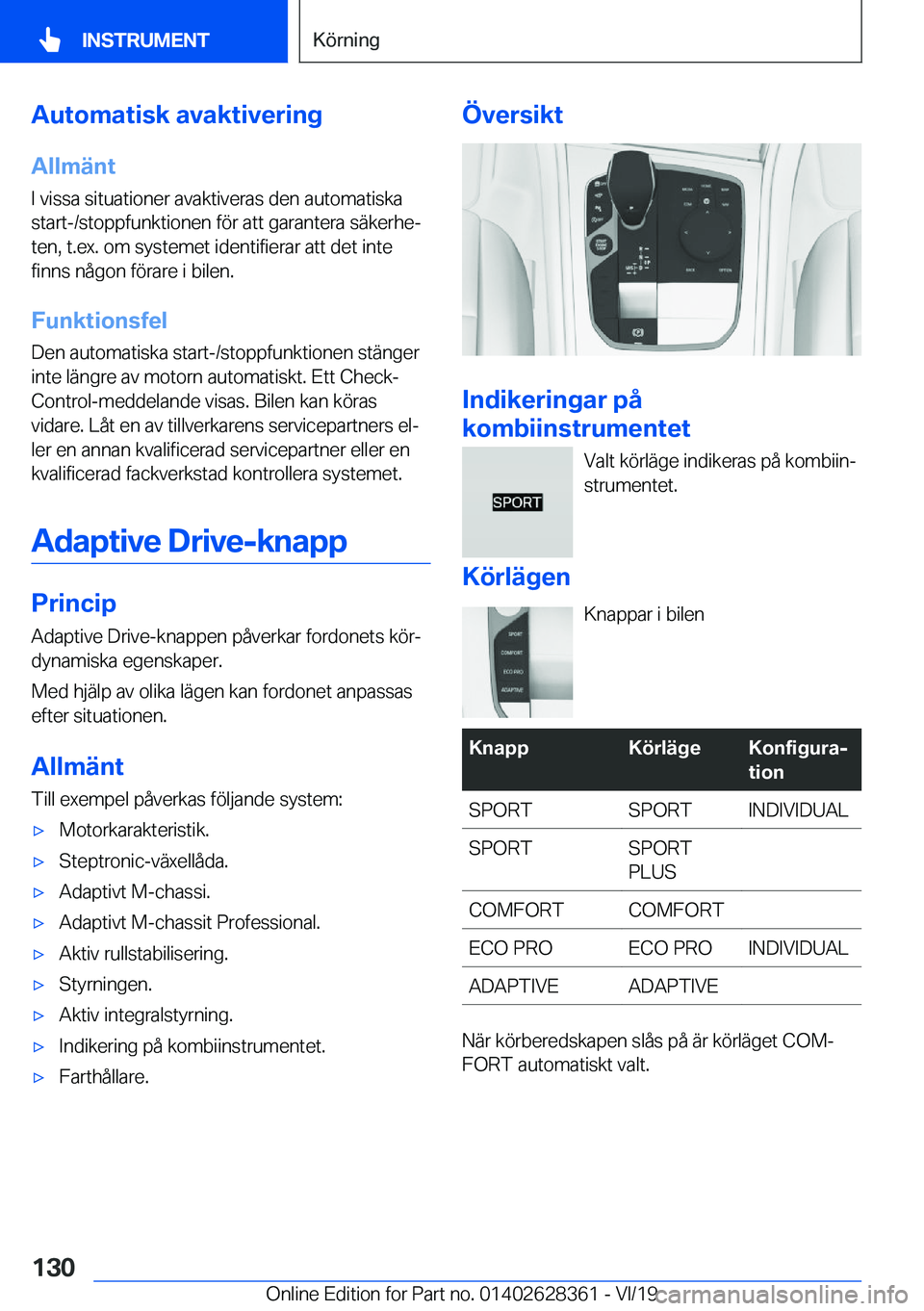 BMW 8 SERIES COUPE 2020  InstruktionsbÖcker (in Swedish) �A�u�t�o�m�a�t�i�s�k��a�v�a�k�t�i�v�e�r�i�n�g
�A�l�l�m�ä�n�t �I��v�i�s�s�a��s�i�t�u�a�t�i�o�n�e�r��a�v�a�k�t�i�v�e�r�a�s��d�e�n��a�u�t�o�m�a�t�i�s�k�a�s�t�a�r�t�-�/�s�t�o�p�p�f�u�n�k�t�i�o�n�e�