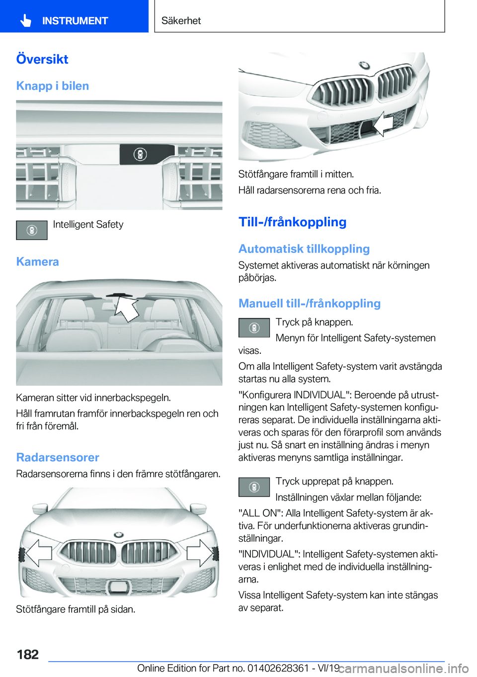 BMW 8 SERIES COUPE 2020  InstruktionsbÖcker (in Swedish) �