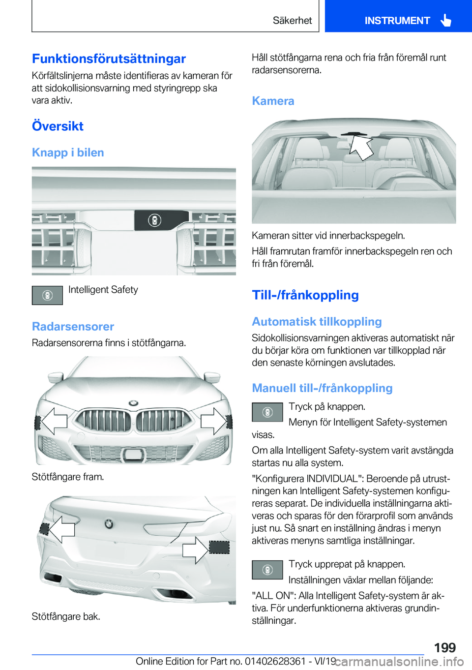 BMW 8 SERIES COUPE 2020  InstruktionsbÖcker (in Swedish) �F�u�n�k�t�i�o�n�s�f�