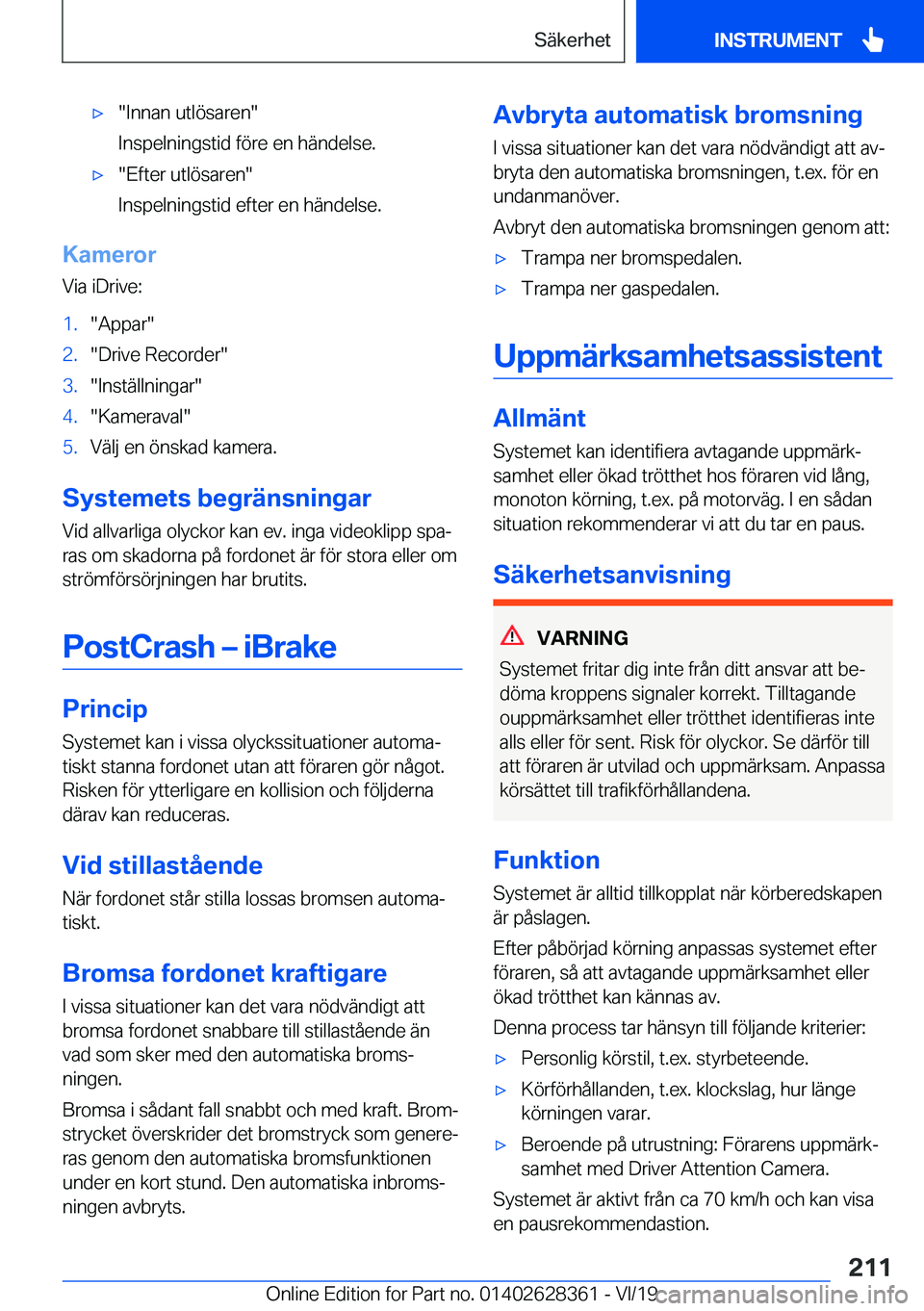 BMW 8 SERIES COUPE 2020  InstruktionsbÖcker (in Swedish) 'x��I�n�n�a�n��u�t�l�