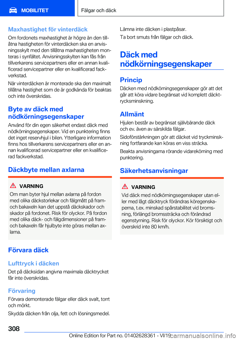 BMW 8 SERIES COUPE 2020  InstruktionsbÖcker (in Swedish) �M�a�x�h�a�s�t�i�g�h�e�t��f�