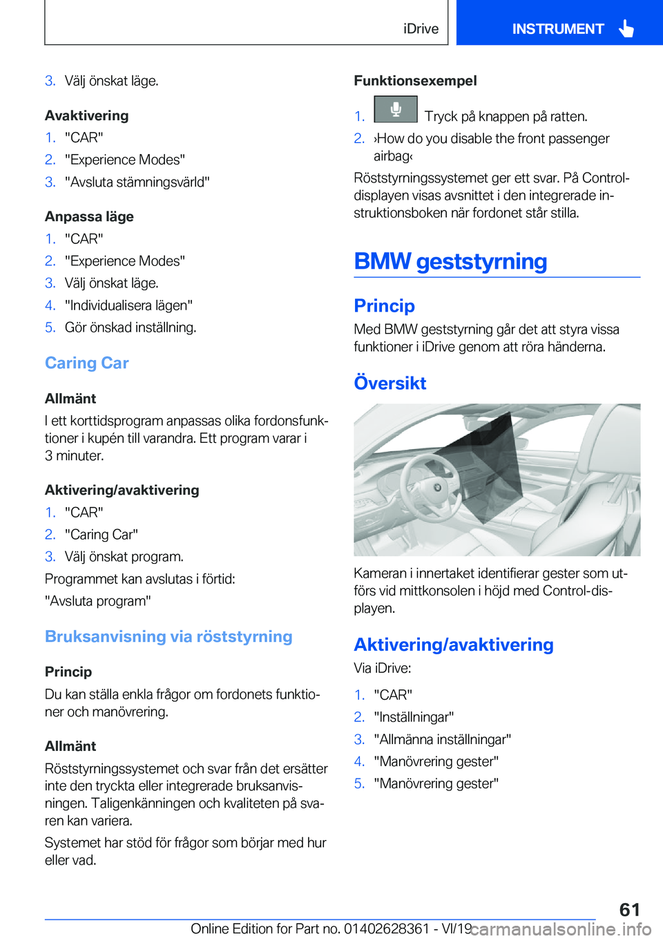 BMW 8 SERIES COUPE 2020  InstruktionsbÖcker (in Swedish) �3�.�V�ä�l�j��