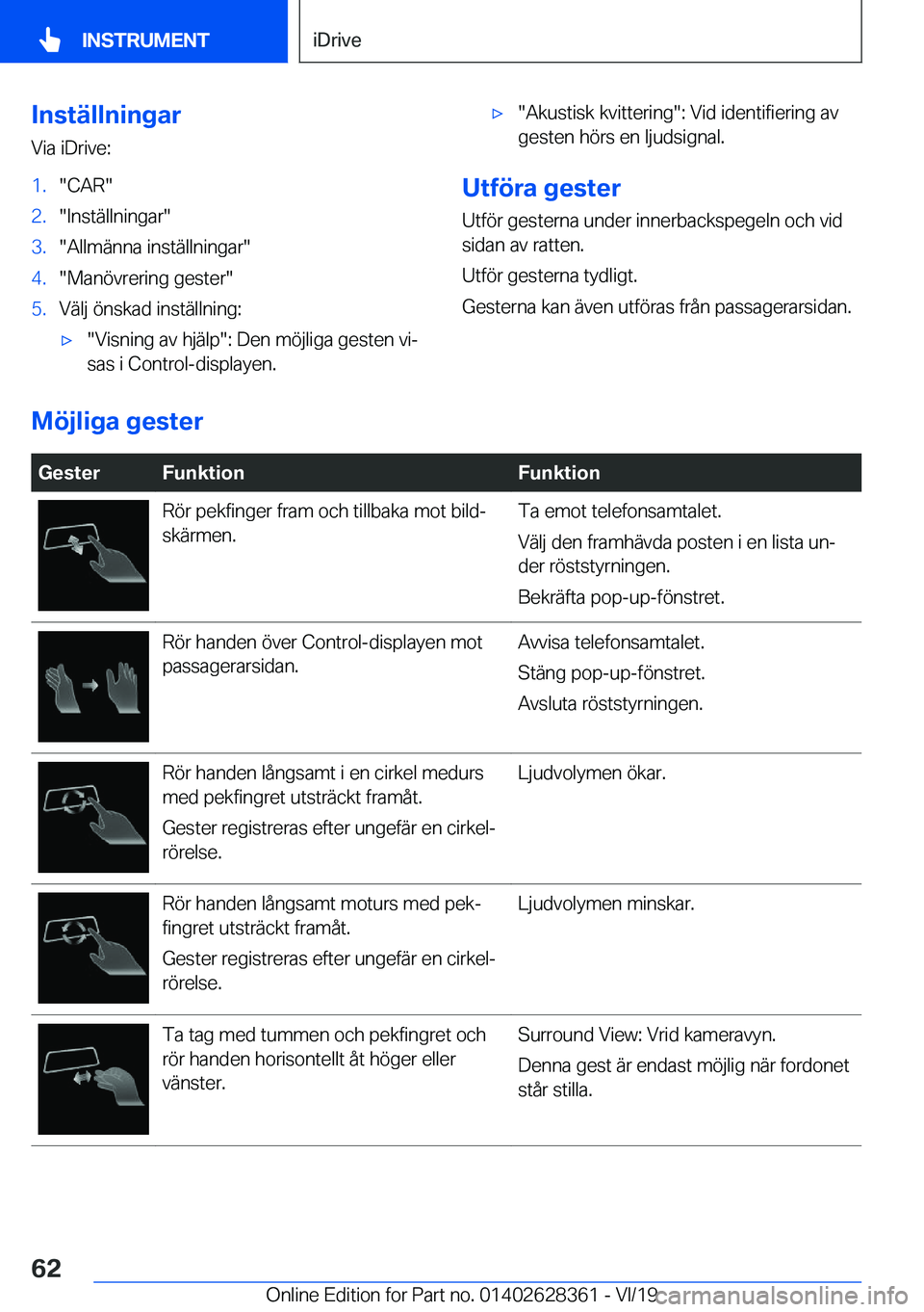BMW 8 SERIES COUPE 2020  InstruktionsbÖcker (in Swedish) �I�n�s�t�ä�l�l�n�i�n�g�a�r
�V�i�a��i�D�r�i�v�e�:�1�.��C�A�R��2�.��I�n�s�t�ä�l�l�n�i�n�g�a�r��3�.��A�l�l�m�ä�n�n�a��i�n�s�t�ä�l�l�n�i�n�g�a�r��4�.��M�a�n�
