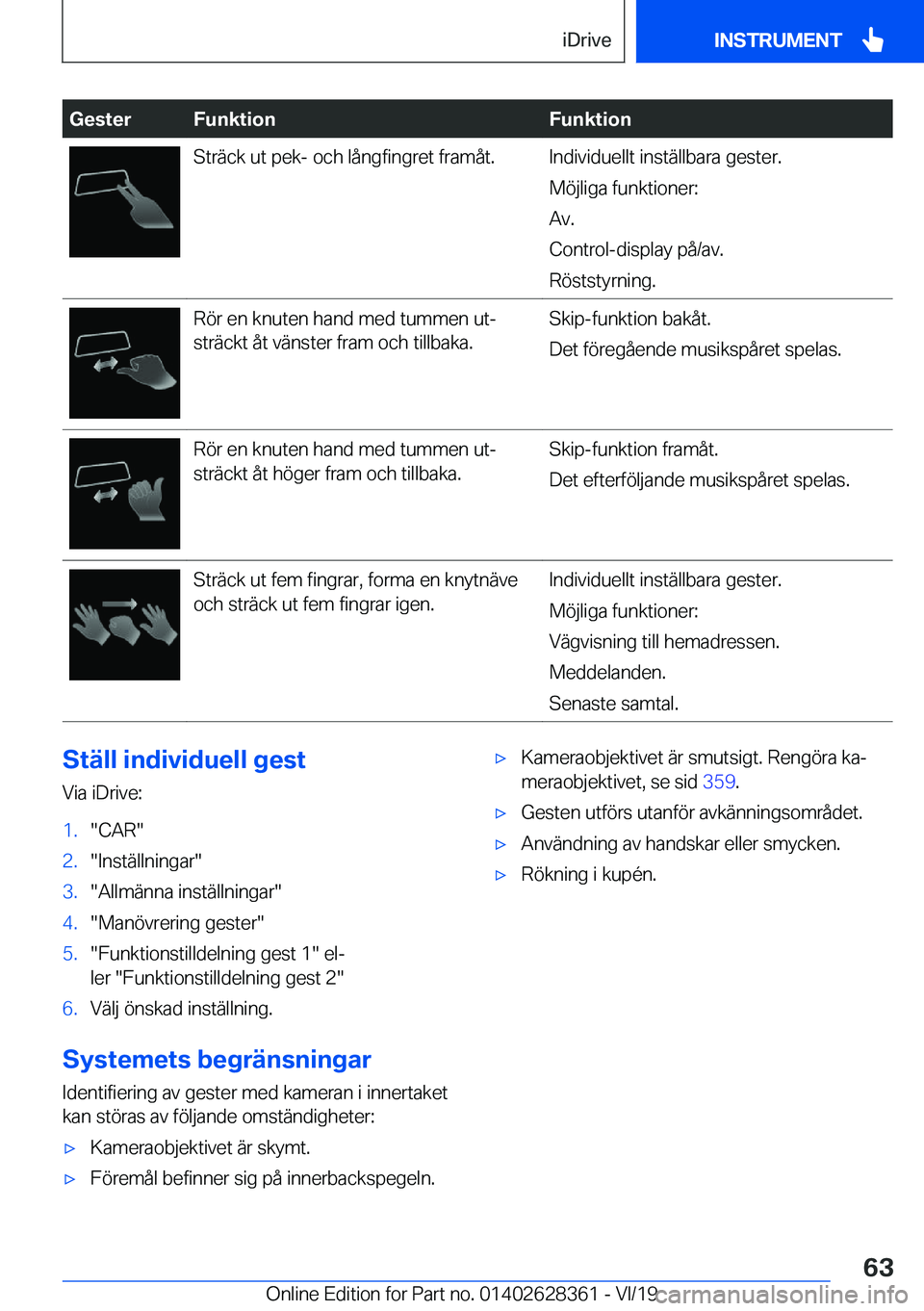 BMW 8 SERIES COUPE 2020  InstruktionsbÖcker (in Swedish) �G�e�s�t�e�r�F�u�n�k�t�i�o�n�F�u�n�k�t�i�o�n�S�t�r�ä�c�k��u�t��p�e�k�-��o�c�h��l�å�n�g�f�i�n�g�r�e�t��f�r�a�m�å�t�.�I�n�d�i�v�i�d�u�e�l�l�t��i�n�s�t�ä�l�l�b�a�r�a��g�e�s�t�e�r�.
�M�