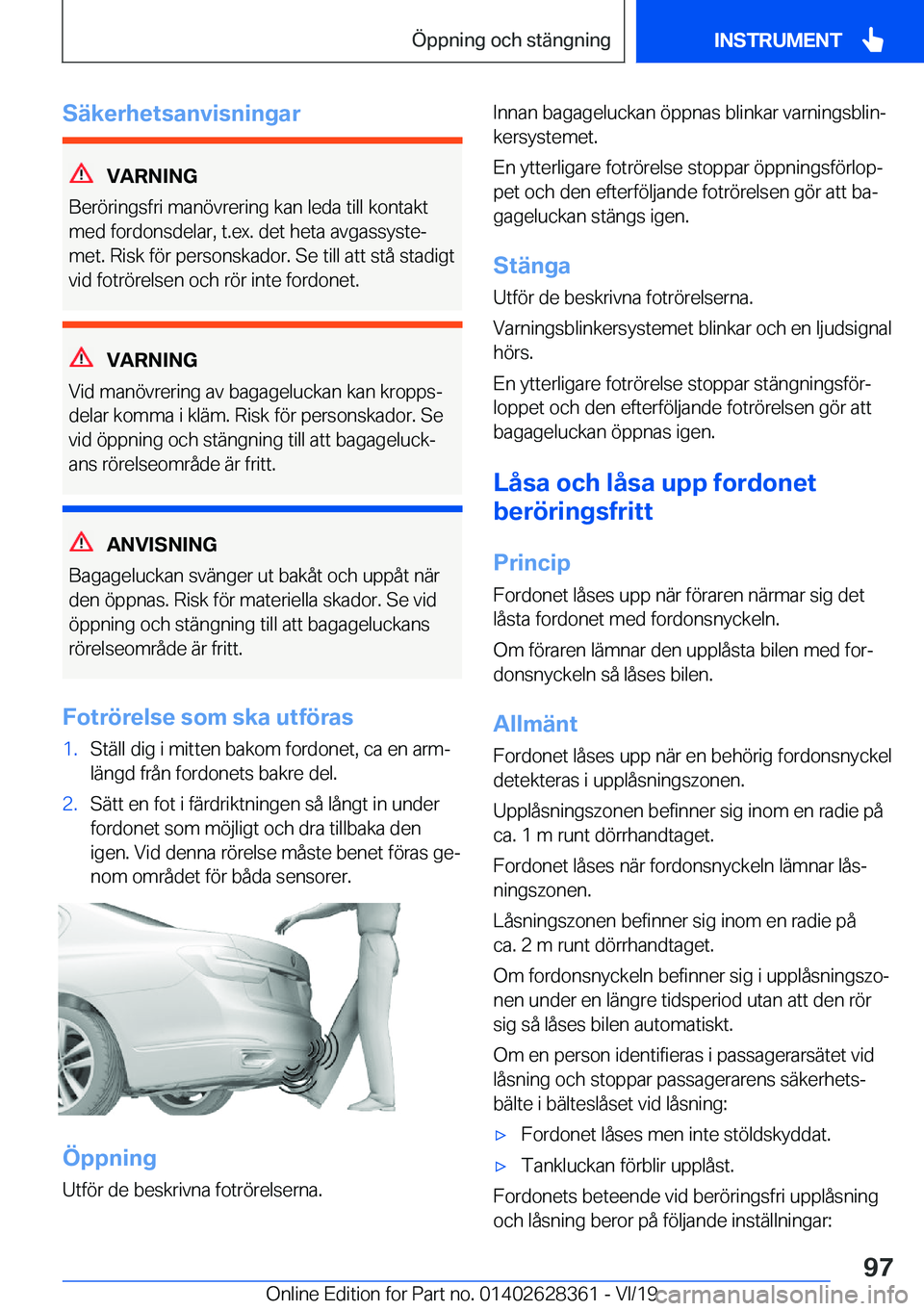 BMW 8 SERIES COUPE 2020  InstruktionsbÖcker (in Swedish) �S�ä�k�e�r�h�e�t�s�a�n�v�i�s�n�i�n�g�a�r
�V�A�R�N�I�N�G
�B�e�r�