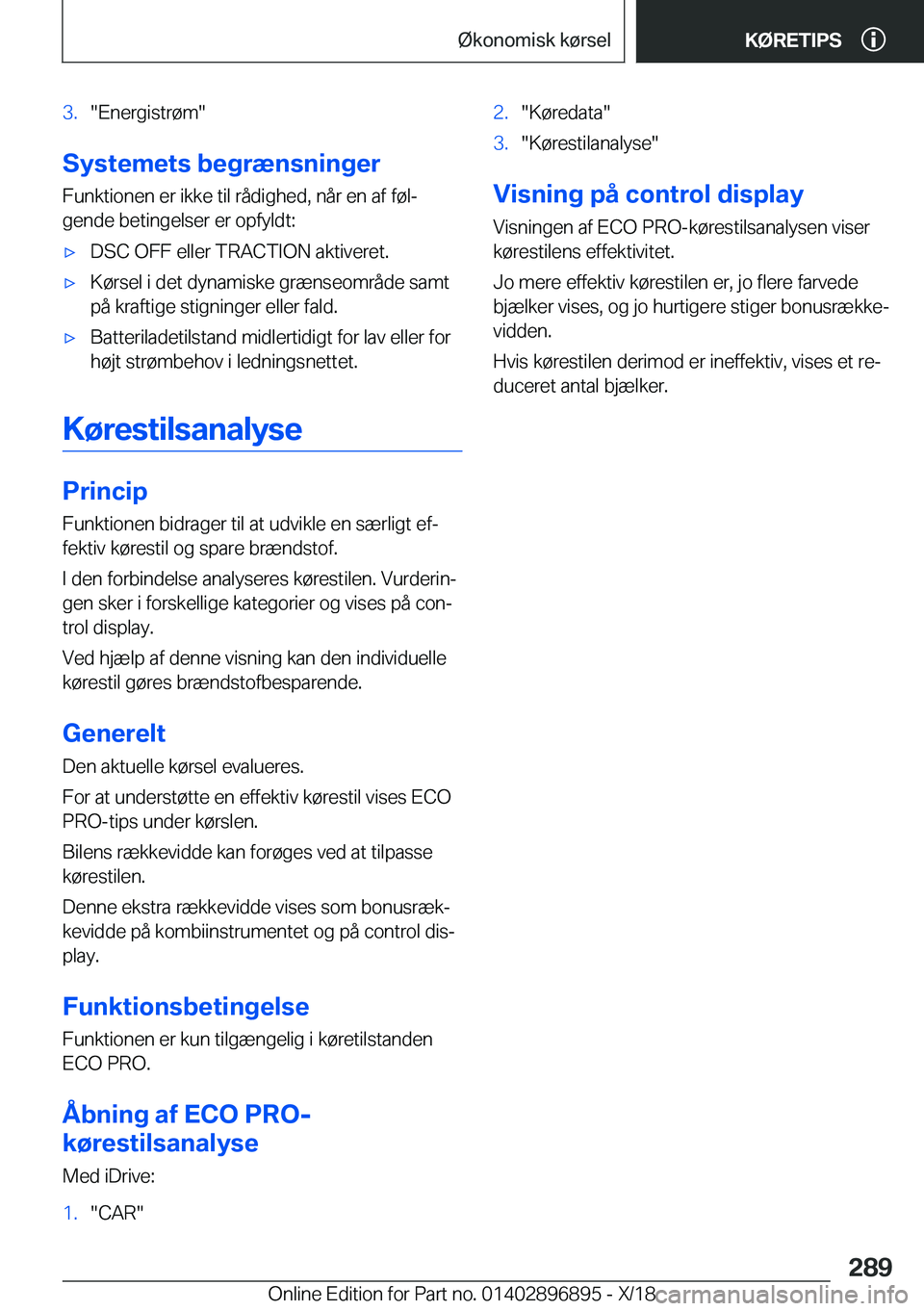 BMW 8 SERIES COUPE 2019  InstruktionsbØger (in Danish) �3�.��E�n�e�r�g�i�s�t�r�