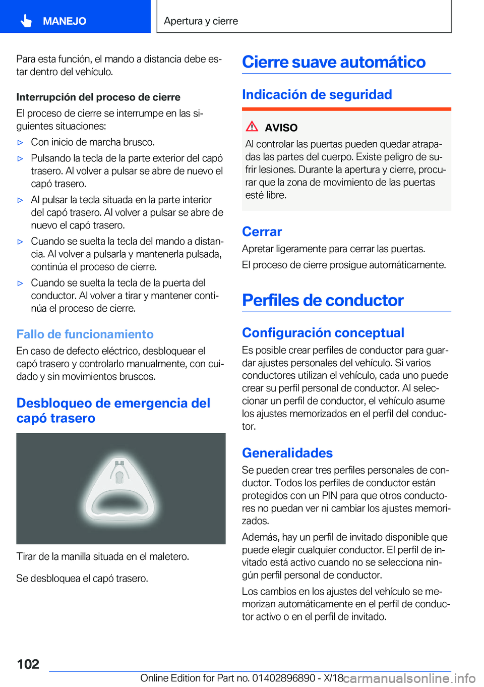 BMW 8 SERIES COUPE 2019  Manuales de Empleo (in Spanish) �P�a�r�a��e�s�t�a��f�u�n�c�i�