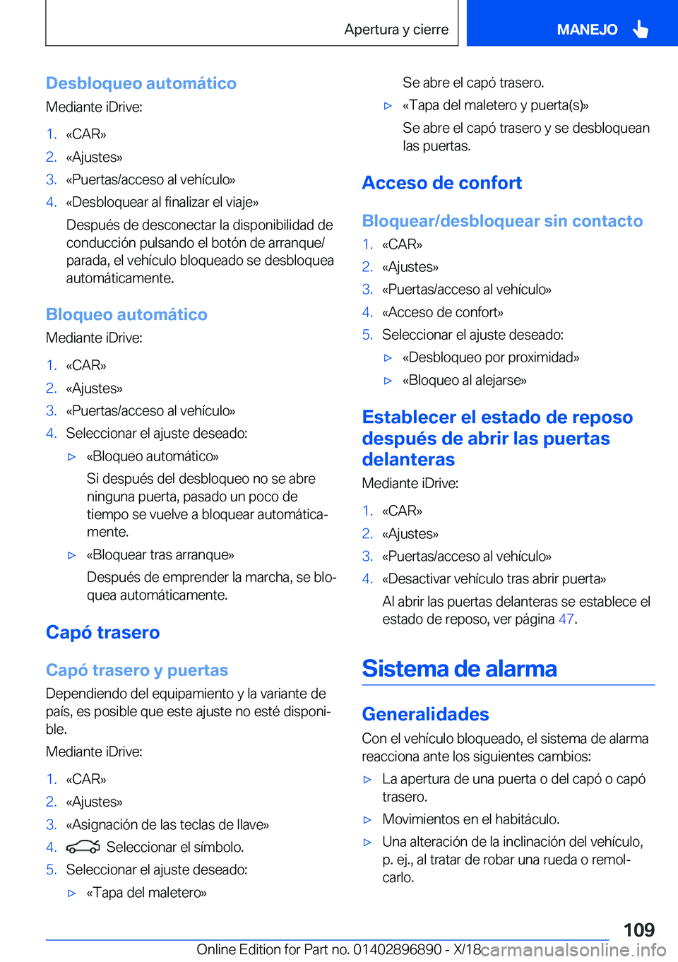 BMW 8 SERIES COUPE 2019  Manuales de Empleo (in Spanish) �D�e�s�b�l�o�q�u�e�o��a�u�t�o�m�