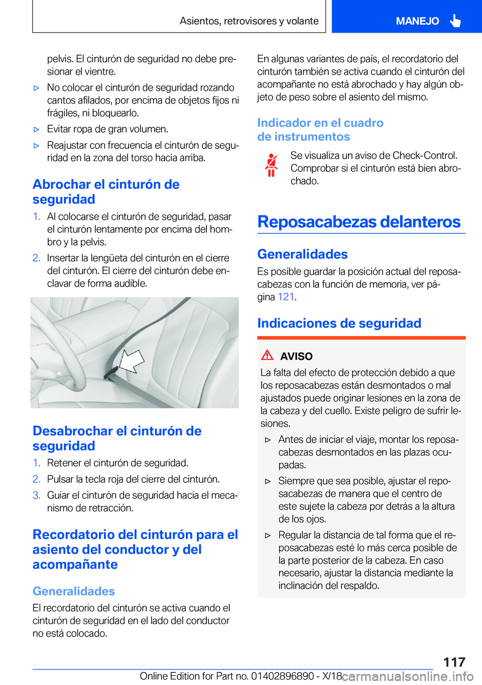BMW 8 SERIES COUPE 2019  Manuales de Empleo (in Spanish) �p�e�l�v�i�s�.��E�l��c�i�n�t�u�r�