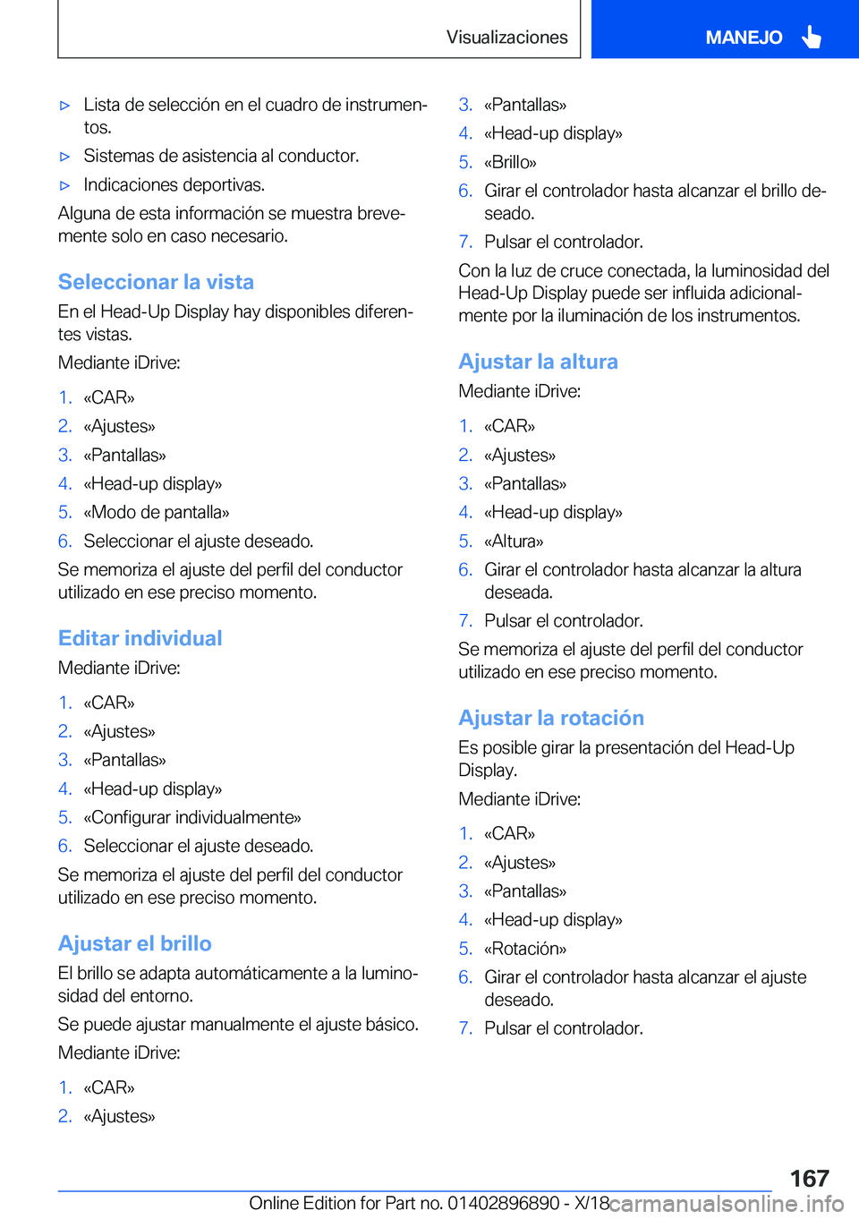 BMW 8 SERIES COUPE 2019  Manuales de Empleo (in Spanish) x�L�i�s�t�a��d�e��s�e�l�e�c�c�i�