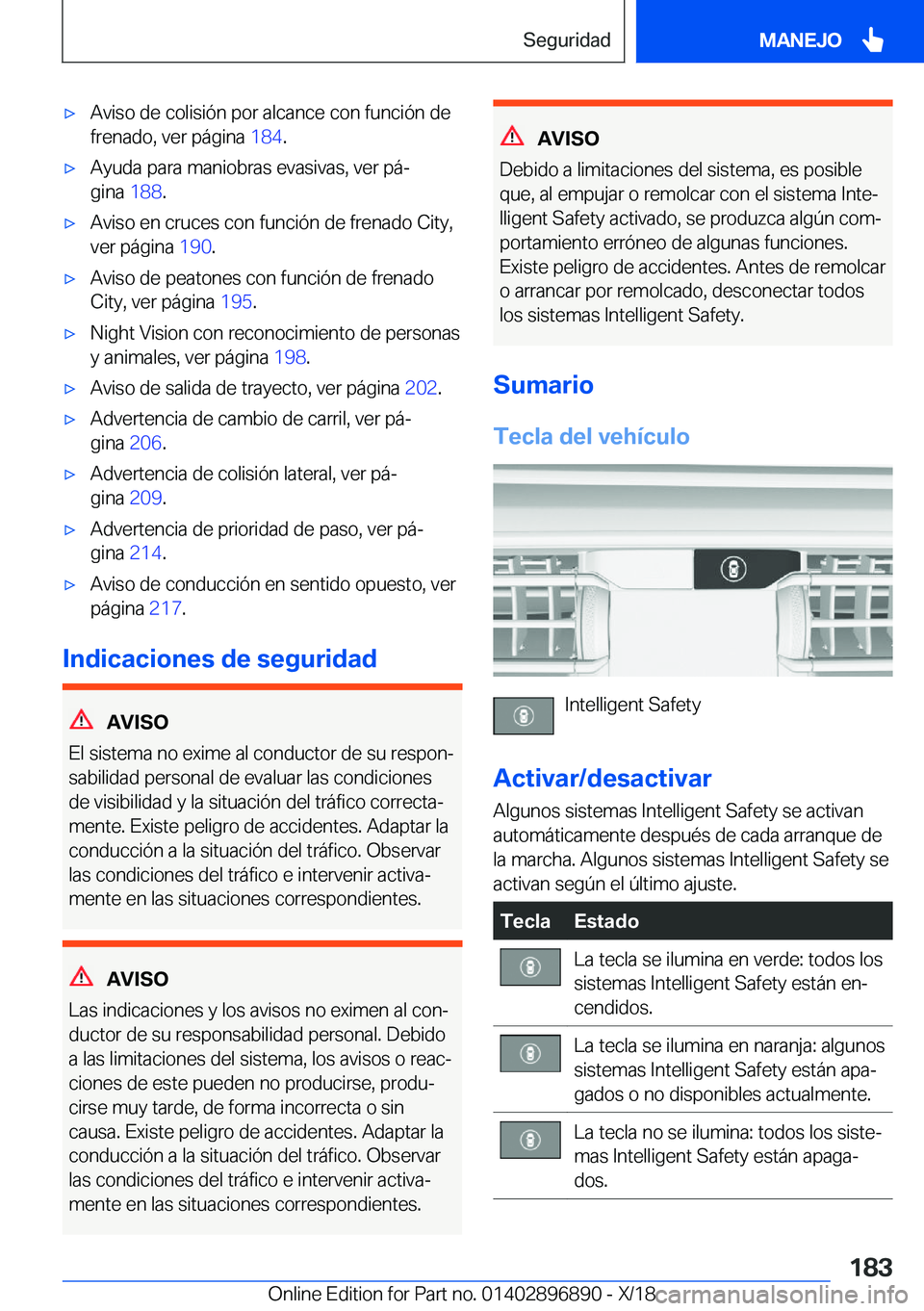 BMW 8 SERIES COUPE 2019  Manuales de Empleo (in Spanish) x�A�v�i�s�o��d�e��c�o�l�i�s�i�