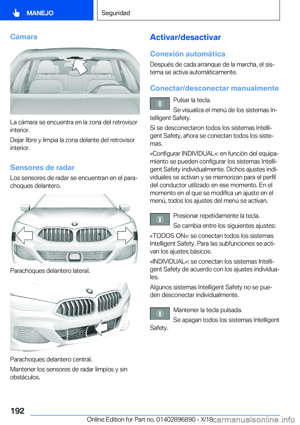 BMW 8 SERIES COUPE 2019  Manuales de Empleo (in Spanish) �C�