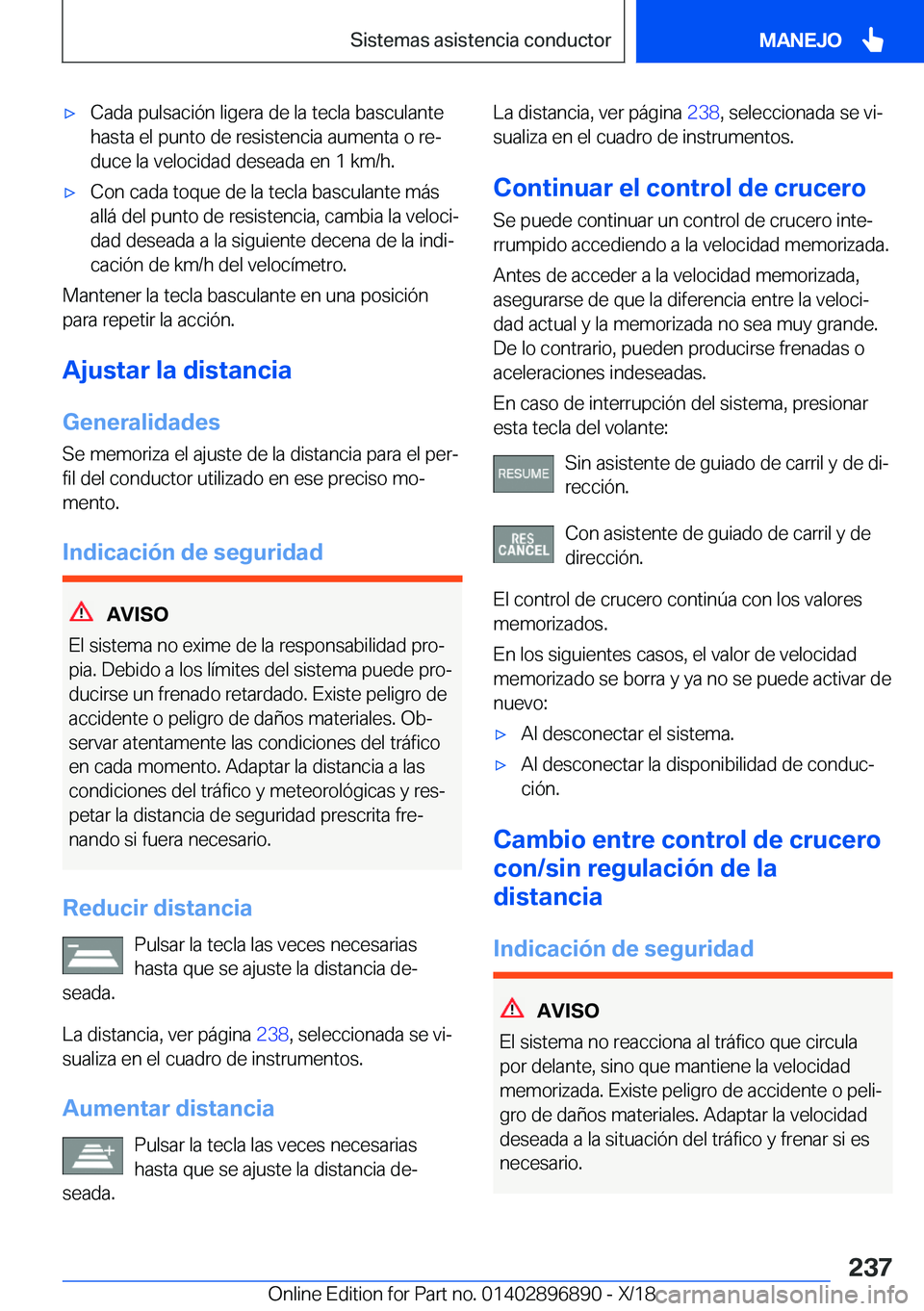 BMW 8 SERIES COUPE 2019  Manuales de Empleo (in Spanish) x�C�a�d�a��p�u�l�s�a�c�i�