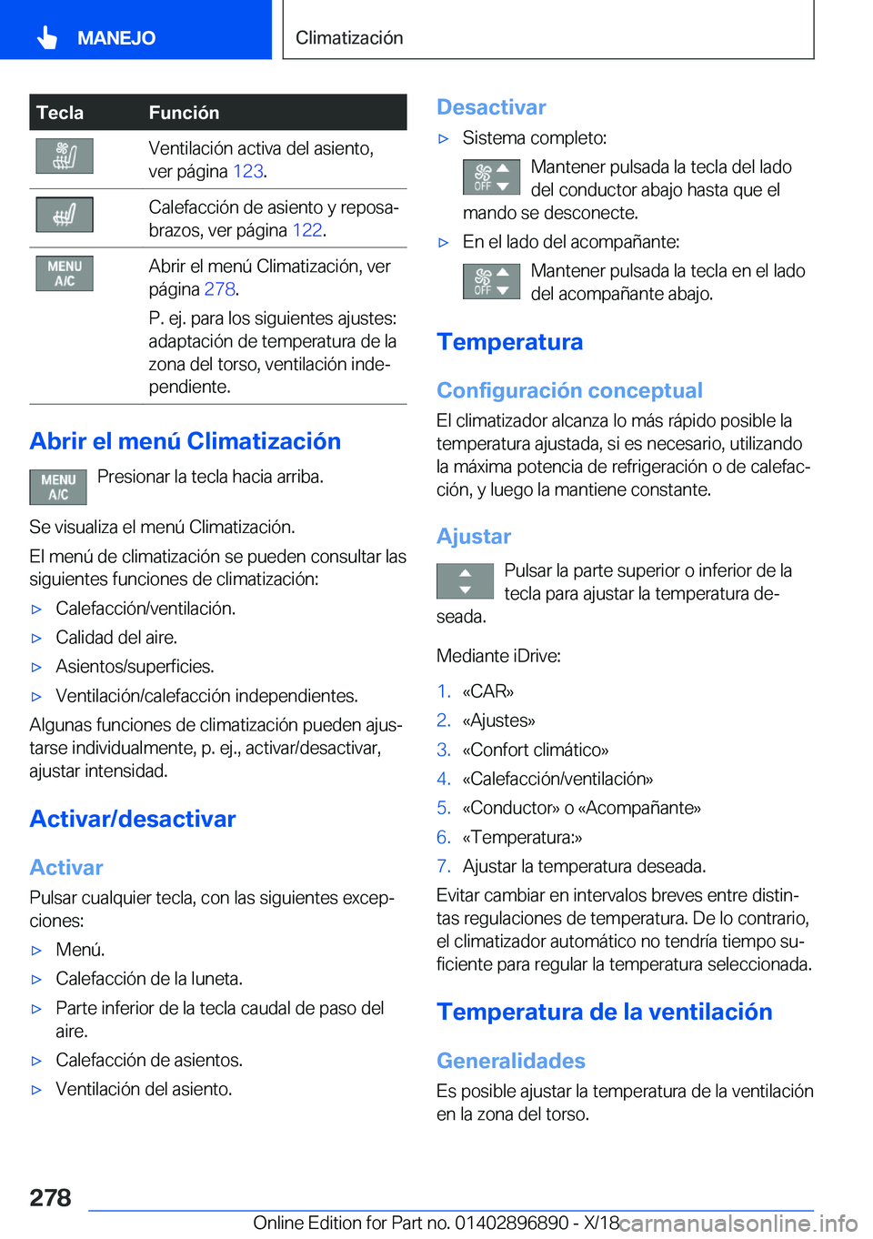 BMW 8 SERIES COUPE 2019  Manuales de Empleo (in Spanish) �T�e�c�l�a�F�u�n�c�i�