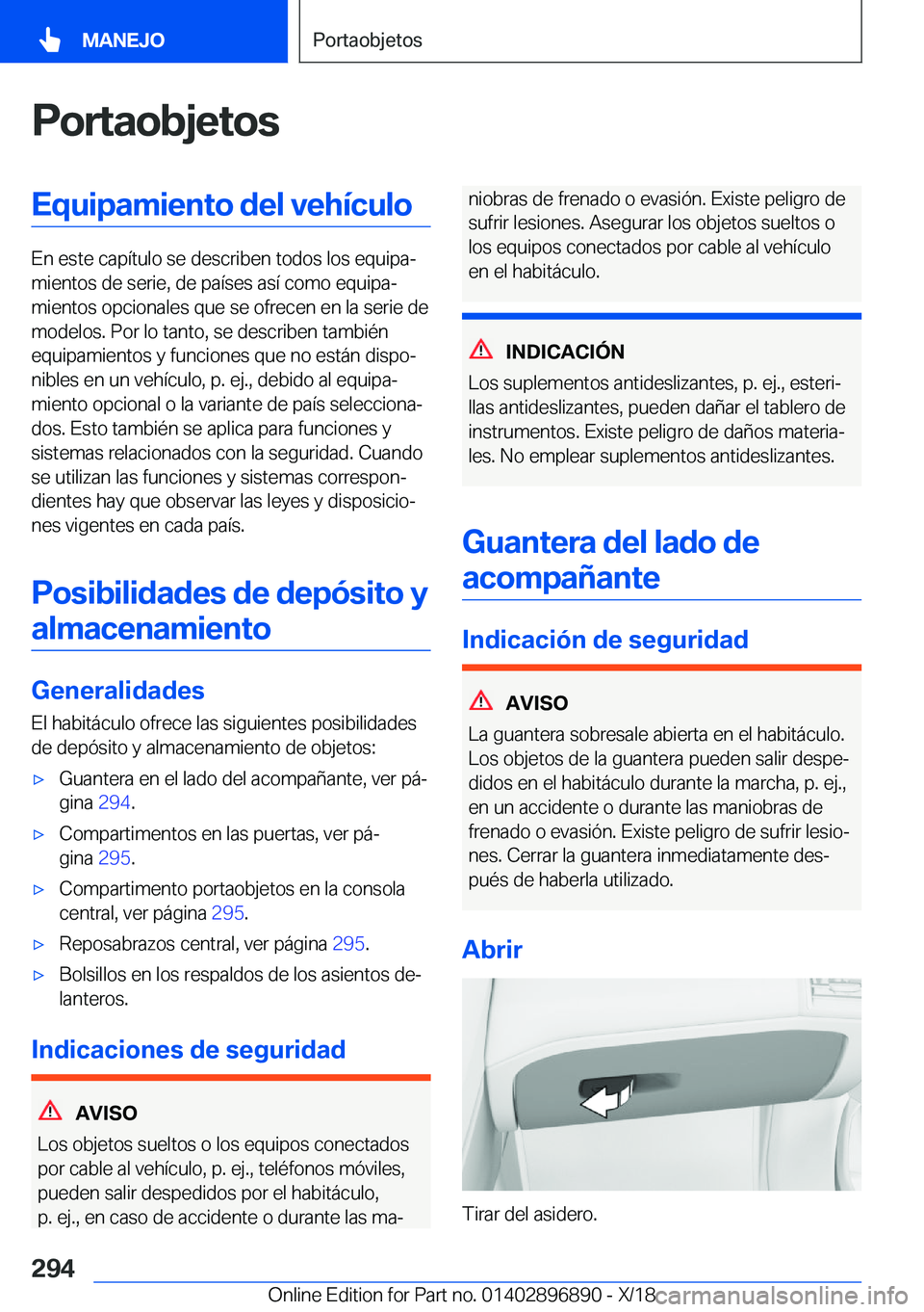 BMW 8 SERIES COUPE 2019  Manuales de Empleo (in Spanish) �P�o�r�t�a�o�b�j�e�t�o�s�E�q�u�i�p�a�m�i�e�n�t�o��d�e�l��v�e�h�