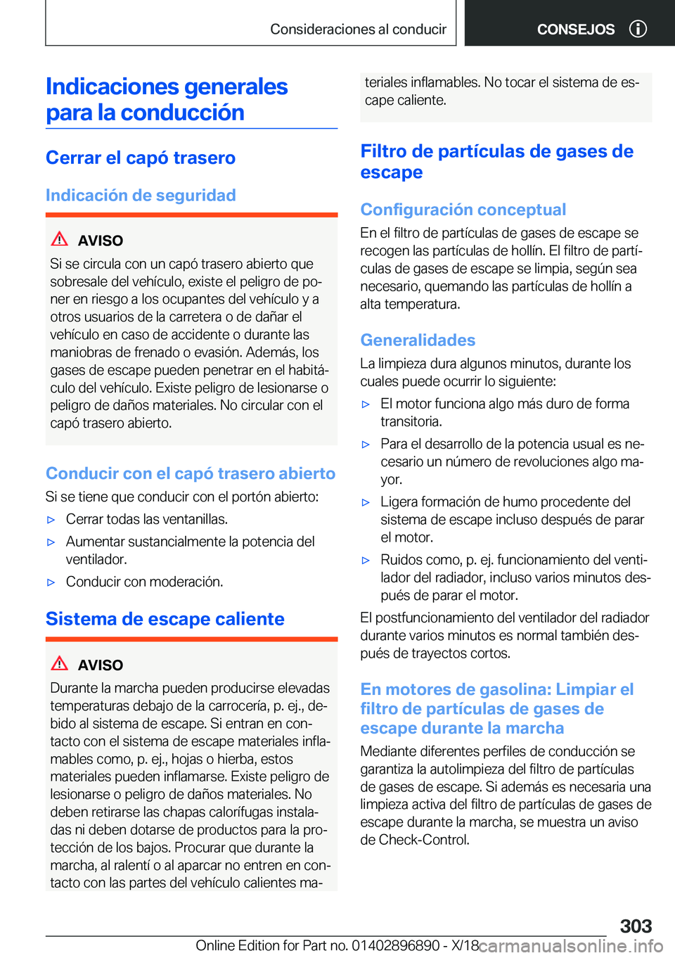 BMW 8 SERIES COUPE 2019  Manuales de Empleo (in Spanish) �I�n�d�i�c�a�c�i�o�n�e�s��g�e�n�e�r�a�l�e�s�p�a�r�a��l�a��c�o�n�d�u�c�c�i�