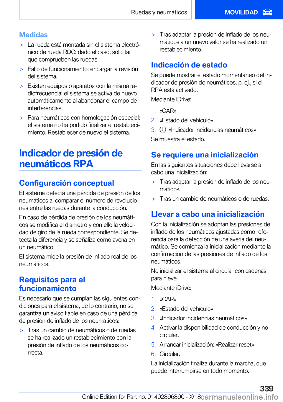 BMW 8 SERIES COUPE 2019  Manuales de Empleo (in Spanish) �M�e�d�i�d�a�sx�L�a��r�u�e�d�a��e�s�t�
