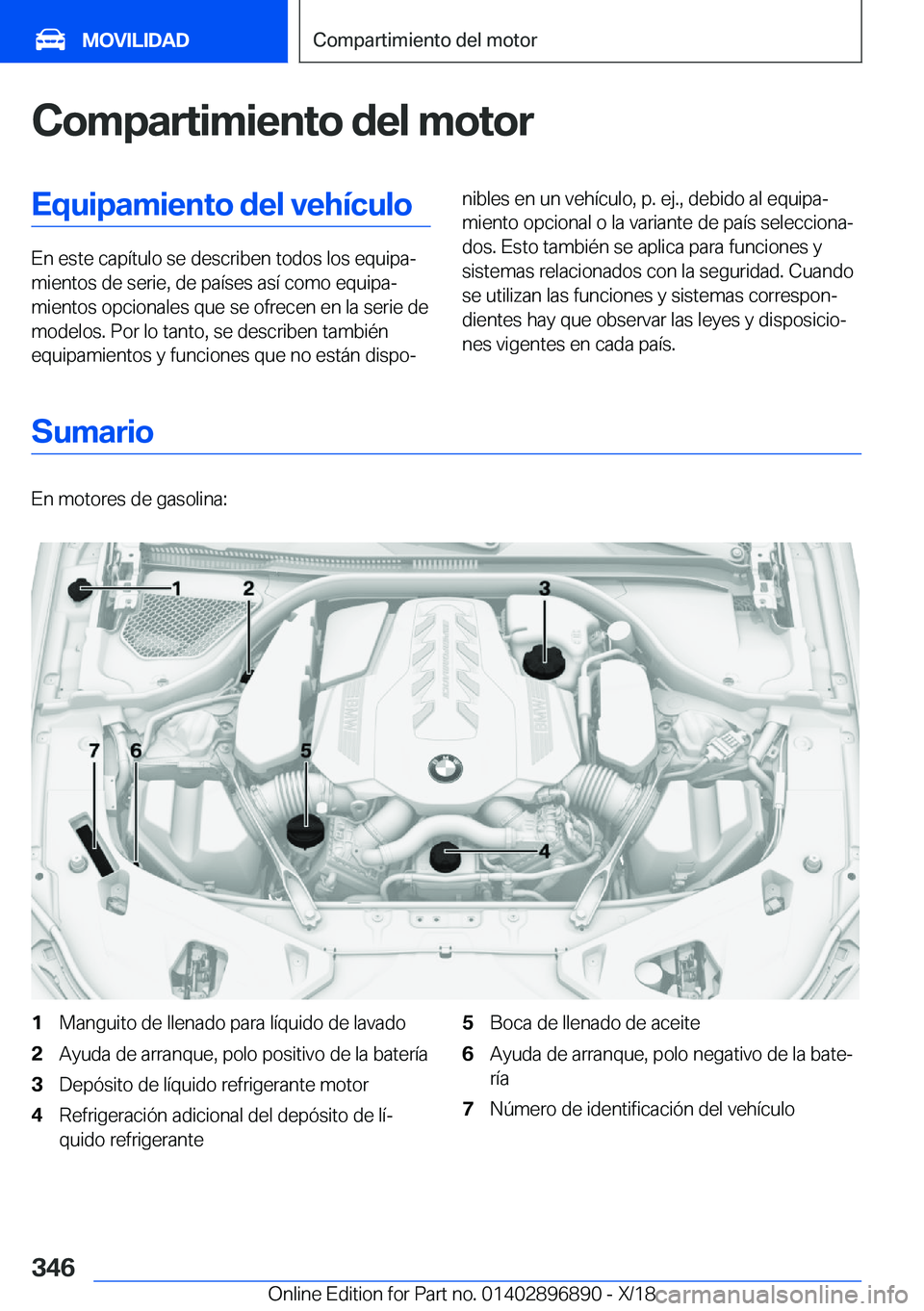 BMW 8 SERIES COUPE 2019  Manuales de Empleo (in Spanish) �C�o�m�p�a�r�t�i�m�i�e�n�t�o��d�e�l��m�o�t�o�r�E�q�u�i�p�a�m�i�e�n�t�o��d�e�l��v�e�h�