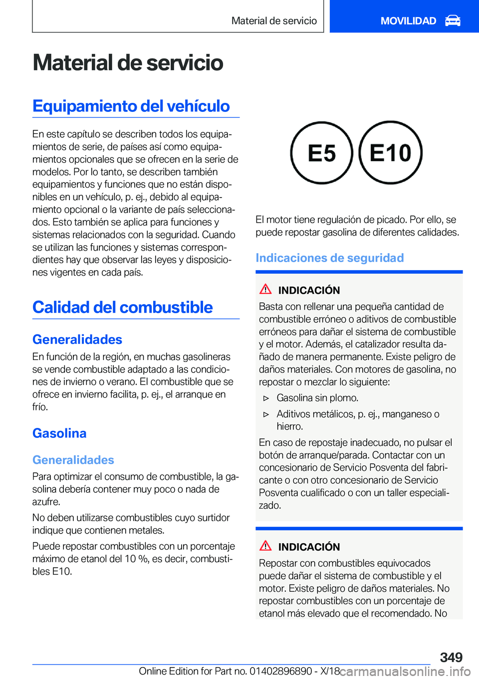 BMW 8 SERIES COUPE 2019  Manuales de Empleo (in Spanish) �M�a�t�e�r�i�a�l��d�e��s�e�r�v�i�c�i�o�E�q�u�i�p�a�m�i�e�n�t�o��d�e�l��v�e�h�