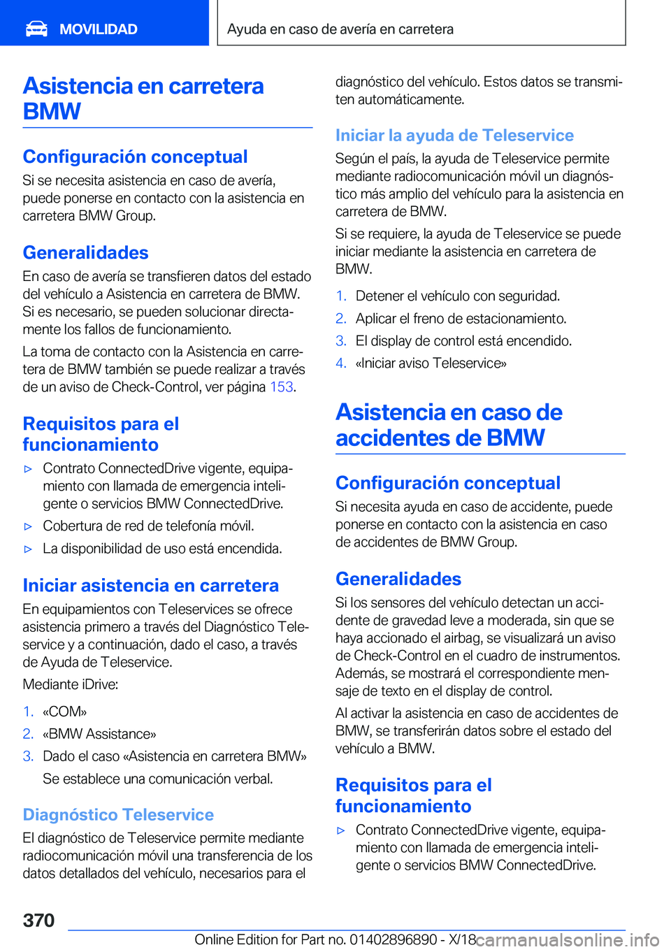 BMW 8 SERIES COUPE 2019  Manuales de Empleo (in Spanish) �A�s�i�s�t�e�n�c�i�a��e�n��c�a�r�r�e�t�e�r�a�B�M�W
�C�o�n�f�i�g�u�r�a�c�i�
