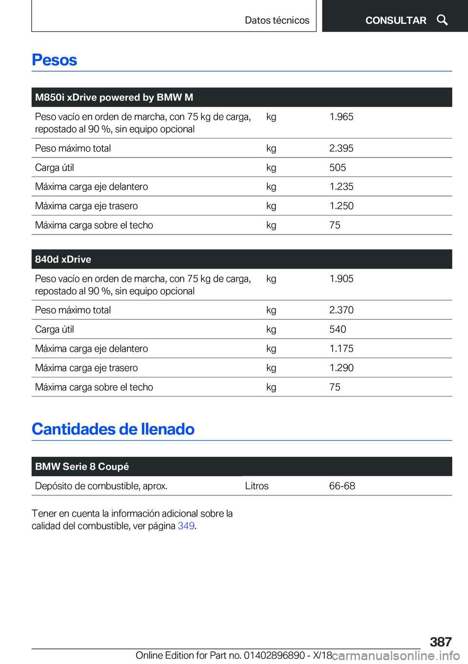BMW 8 SERIES COUPE 2019  Manuales de Empleo (in Spanish) �P�e�s�o�s
�
�M�8�5�0�i��x�D�r�i�v�e��p�o�w�e�r�e�d��b�y��B�M�W��M�P�e�s�o��v�a�c�