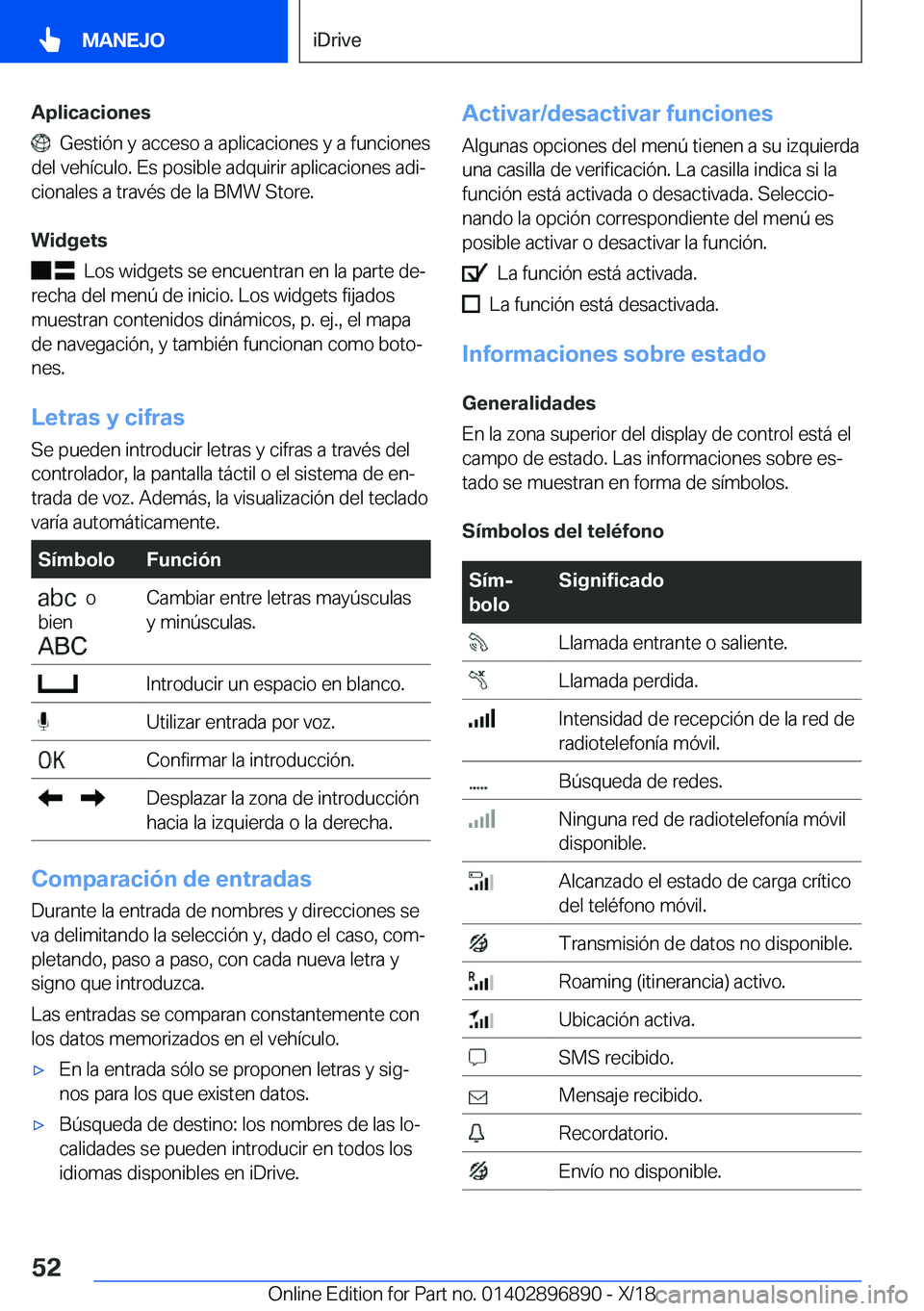 BMW 8 SERIES COUPE 2019  Manuales de Empleo (in Spanish) �A�p�l�i�c�a�c�i�o�n�e�s
���G�e�s�t�i�