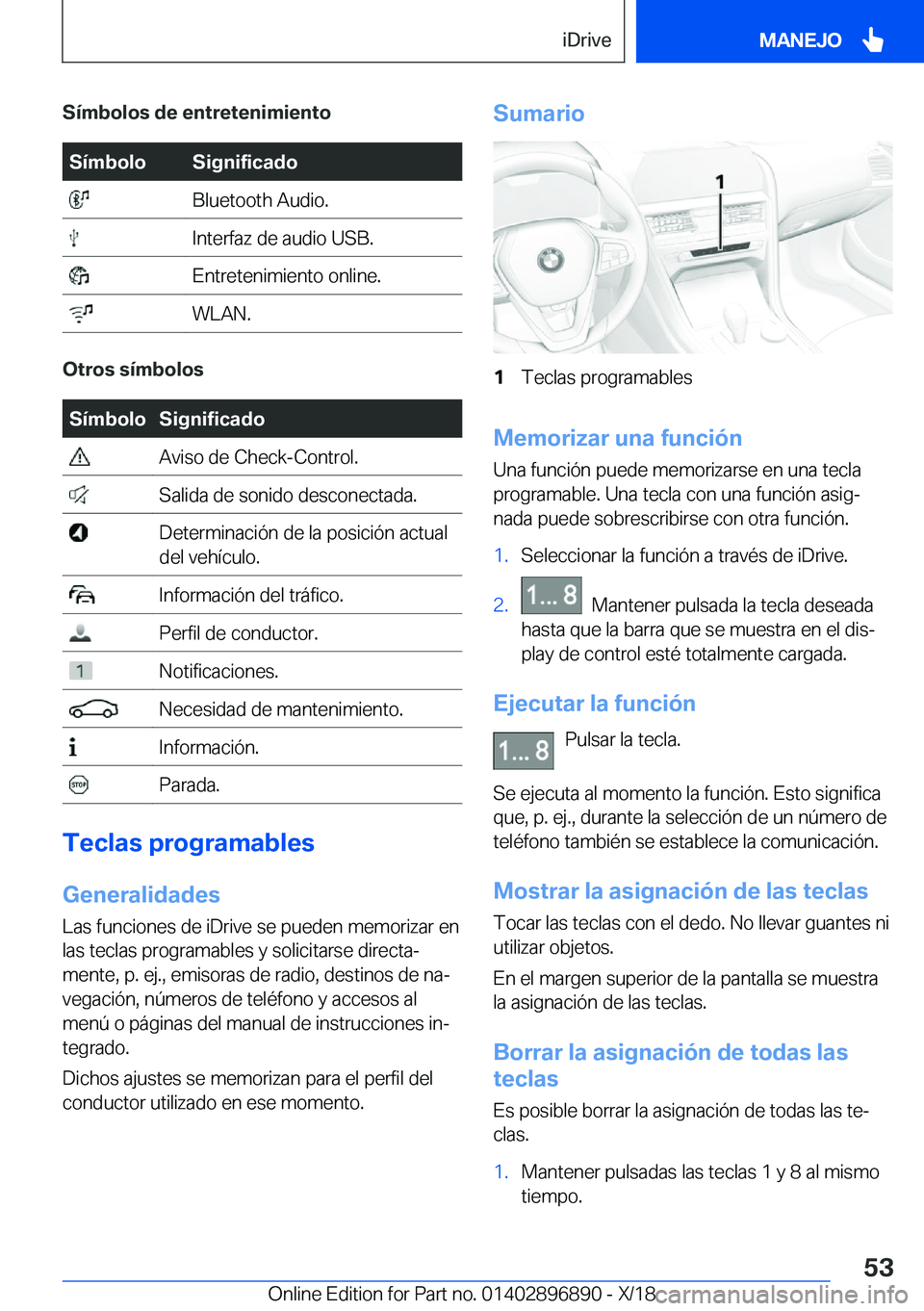 BMW 8 SERIES COUPE 2019  Manuales de Empleo (in Spanish) �S�