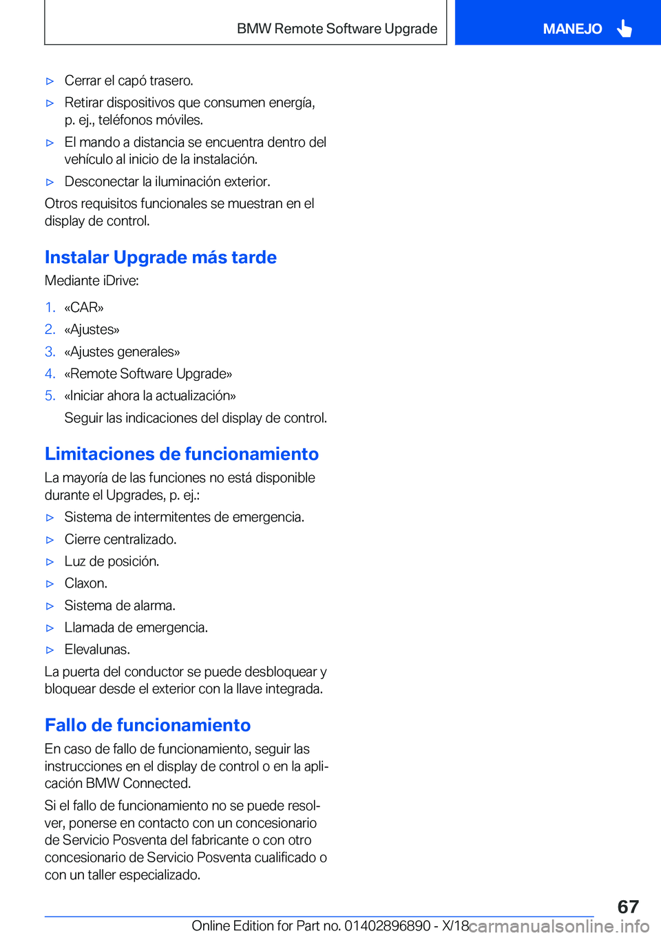 BMW 8 SERIES COUPE 2019  Manuales de Empleo (in Spanish) x�C�e�r�r�a�r��e�l��c�a�p�