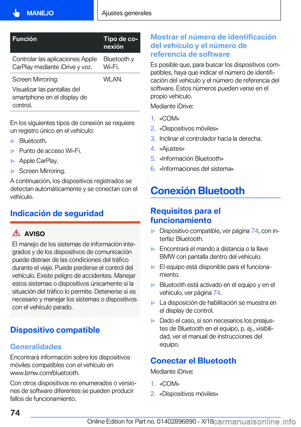 BMW 8 SERIES COUPE 2019  Manuales de Empleo (in Spanish) �F�u�n�c�i�
