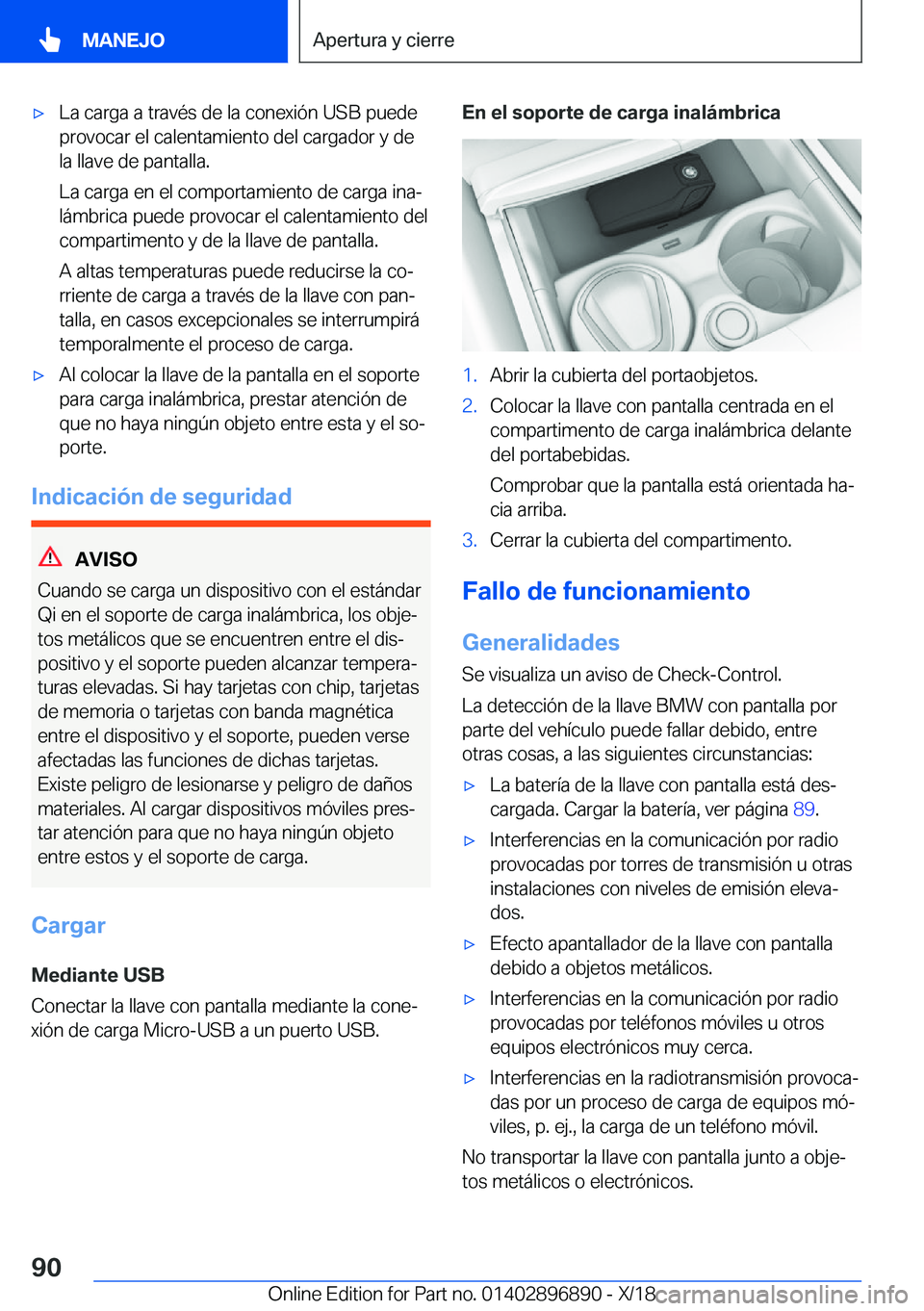 BMW 8 SERIES COUPE 2019  Manuales de Empleo (in Spanish) x�L�a��c�a�r�g�a��a��t�r�a�v�