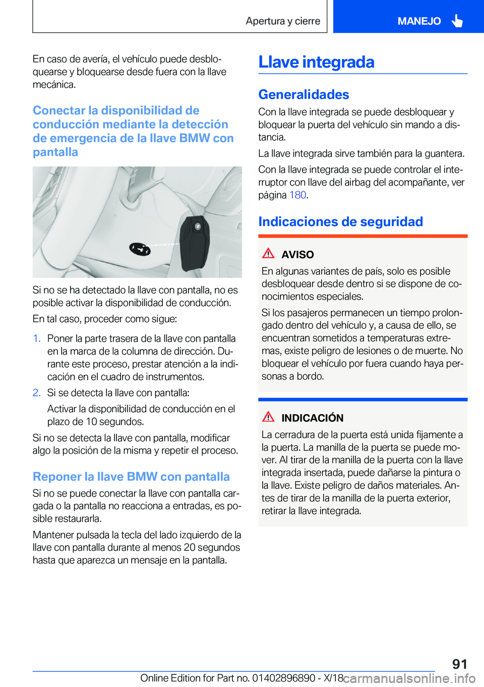 BMW 8 SERIES COUPE 2019  Manuales de Empleo (in Spanish) �E�n��c�a�s�o��d�e��a�v�e�r�