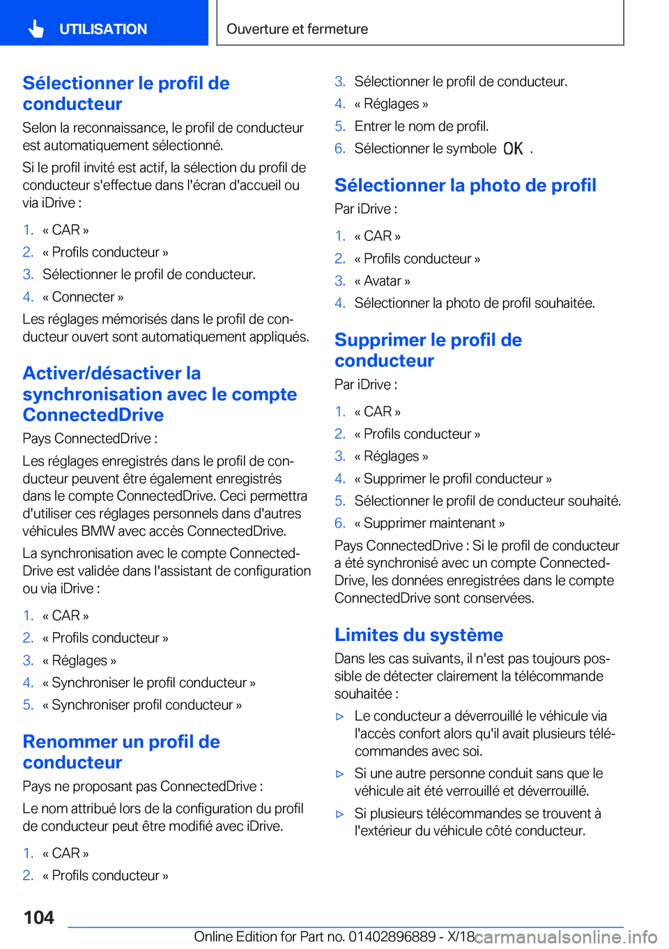 BMW 8 SERIES COUPE 2019  Notices Demploi (in French) �S�é�l�e�c�t�i�o�n�n�e�r��l�e��p�r�o�f�i�l��d�e
�c�o�n�d�u�c�t�e�u�r
�S�e�l�o�n��l�a��r�e�c�o�n�n�a�i�s�s�a�n�c�e�,��l�e��p�r�o�f�i�l��d�e��c�o�n�d�u�c�t�e�u�r
�e�s�t��a�u�t�o�m�a�t�i�q�u�e