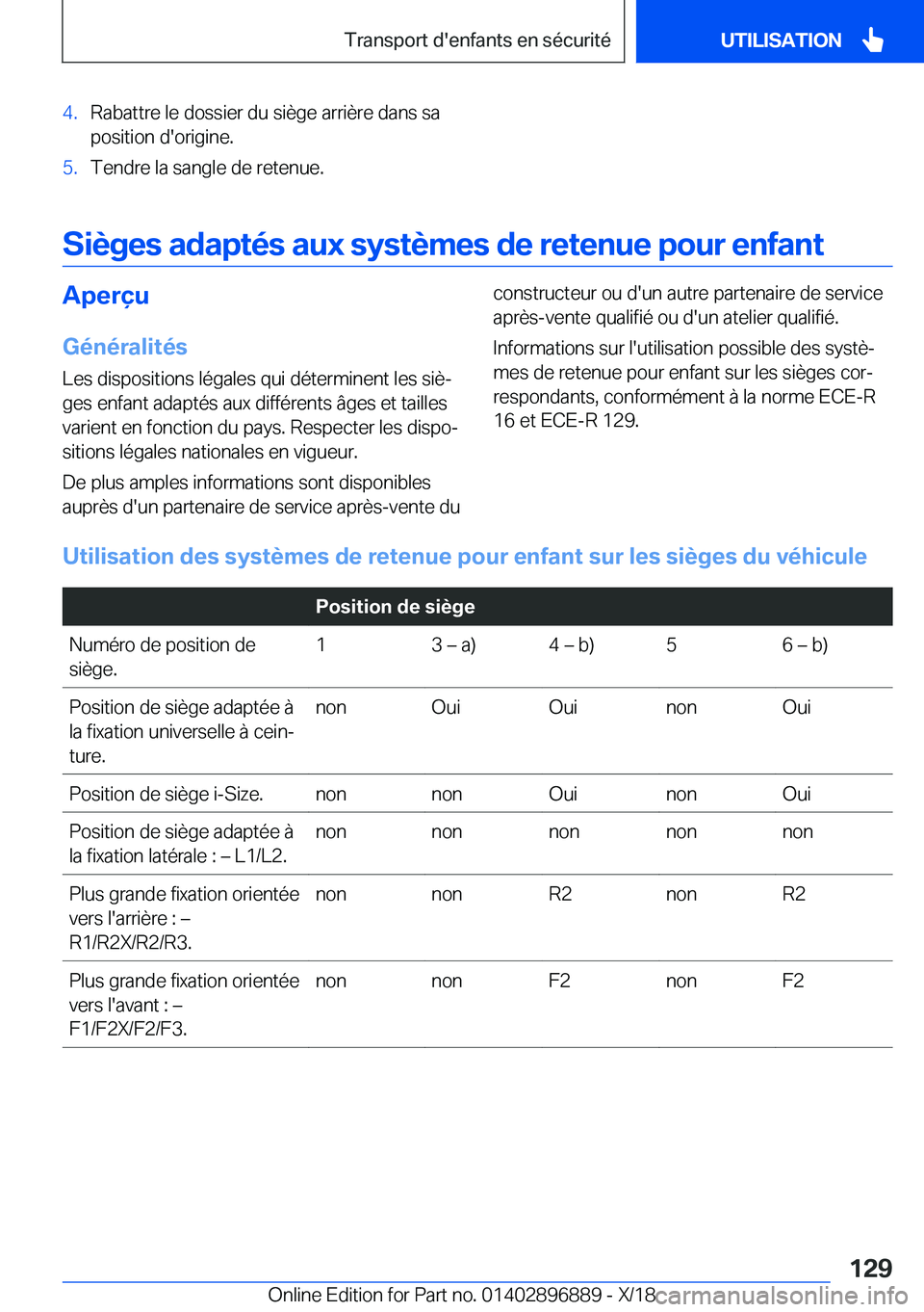 BMW 8 SERIES COUPE 2019  Notices Demploi (in French) �4�.�R�a�b�a�t�t�r�e��l�e��d�o�s�s�i�e�r��d�u��s�i�è�g�e��a�r�r�i�è�r�e��d�a�n�s��s�a
�p�o�s�i�t�i�o�n��d�'�o�r�i�g�i�n�e�.�5�.�T�e�n�d�r�e��l�a��s�a�n�g�l�e��d�e��r�e�t�e�n�u�e�.
�S